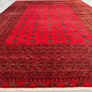 2mx2,5m Bukhara Mowri Teppich | Turkmenischer Tribal Handgefertigter Wollteppich | Geometrisches Muster | Afghanischer Orientteppich | Schlafzimmer Teppich, Esstisch Teppich
