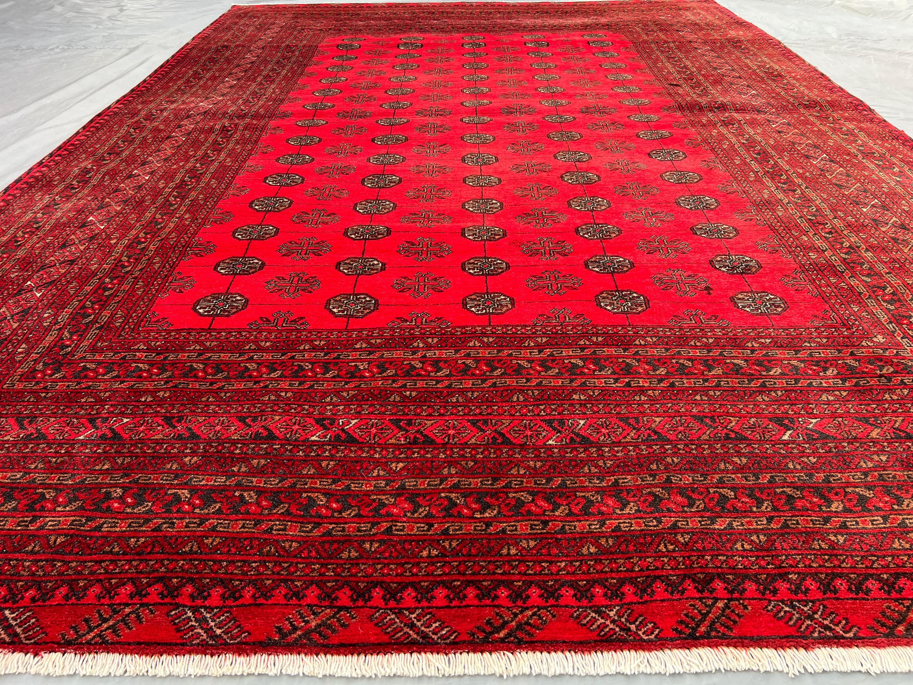 6'6x9'4 ft Bukhara Mowri Rug | Turkmen Tribal Handmade Wool Rug | Geometric Pattern | Afghan Oriental Carpet | Bedroom Rug, Dining Table Rug