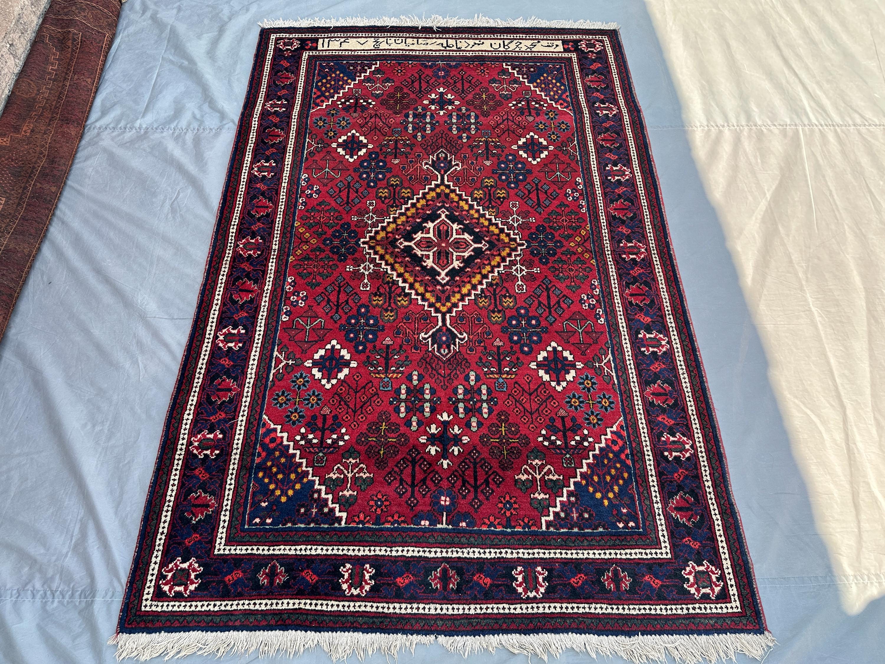 4'6x6'10 ft Antique Tribal Afghan Rug Handmade Caucasian Style Wool Rug Geometric Pattern Bedroom Rug Living Room Rug, Bohemein Art Decor