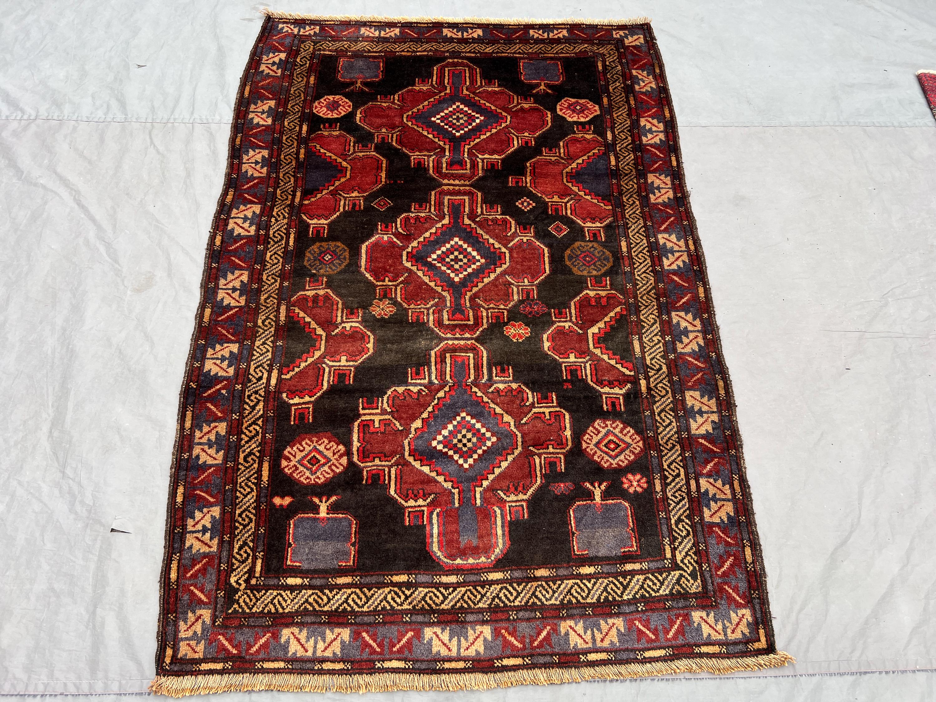 Kodani Antique Rug 4x6 Vintage Baluchi Rug/ Afghan Handmade Wool Rug/ Oriental rug / Turkmen Rug / Area rug / Bukhara rug