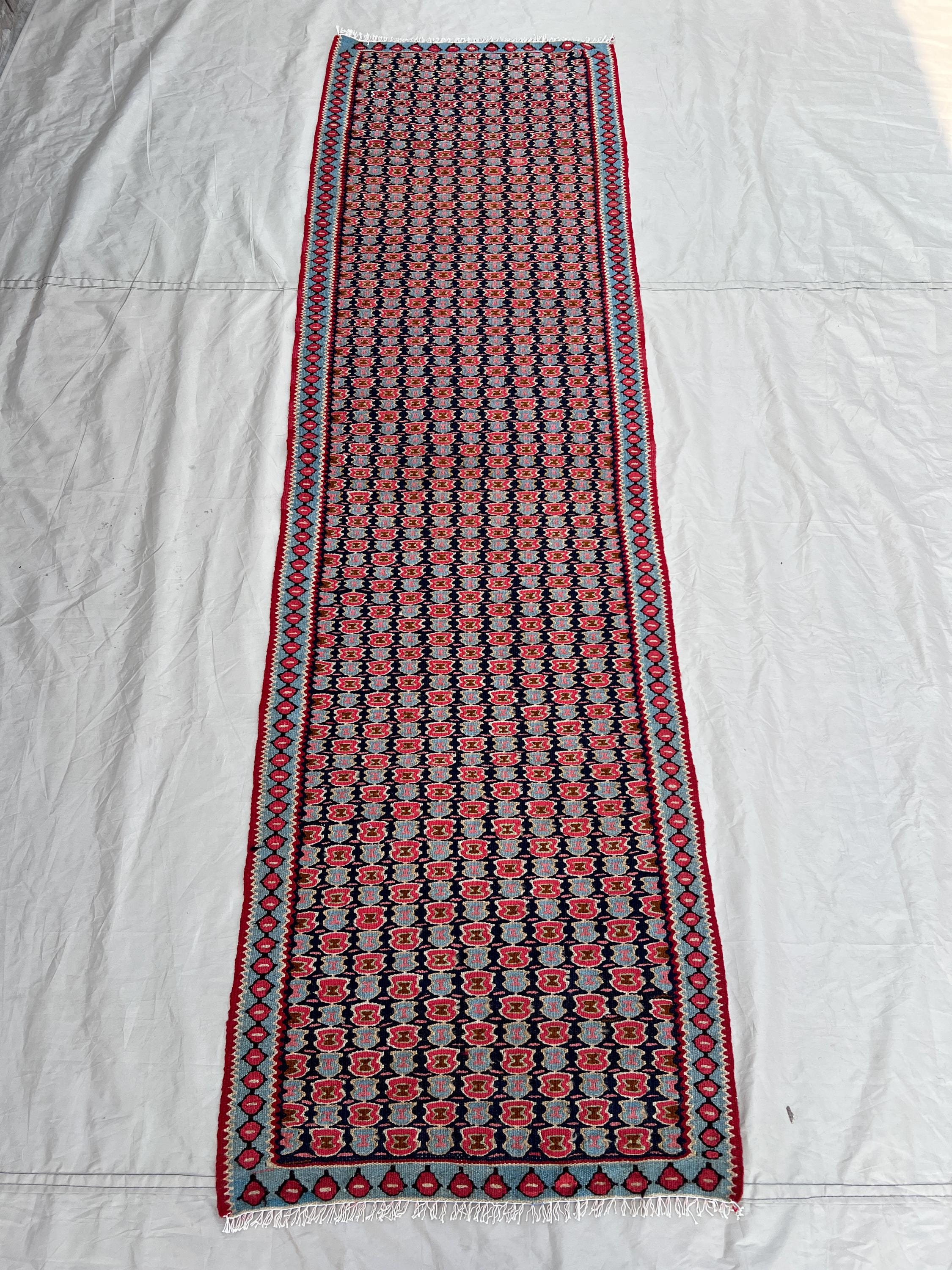 2'2x7'4 ft Vintage Afghan Handwoven Kilim Flatweave Rug Tribal Geomatric Design - Ideal for Living Room, Hallw