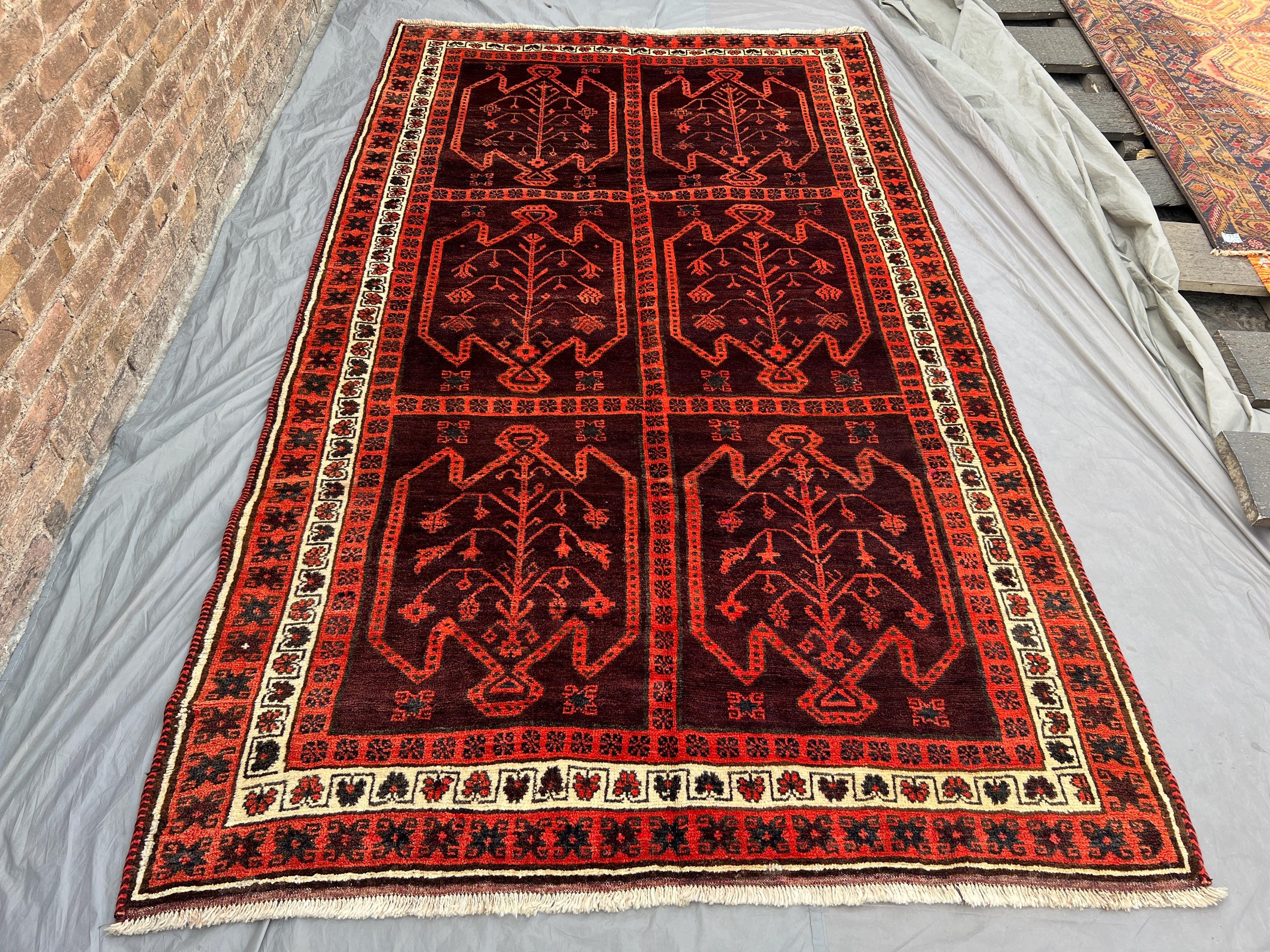 5.8 x 9.9 Ft Antique Afghan Baluchi Rug, Handmade Wool Moroccan Style Carpet, Rare Tribal Design, Soft Pile Vintage Area Rug Living Room rug