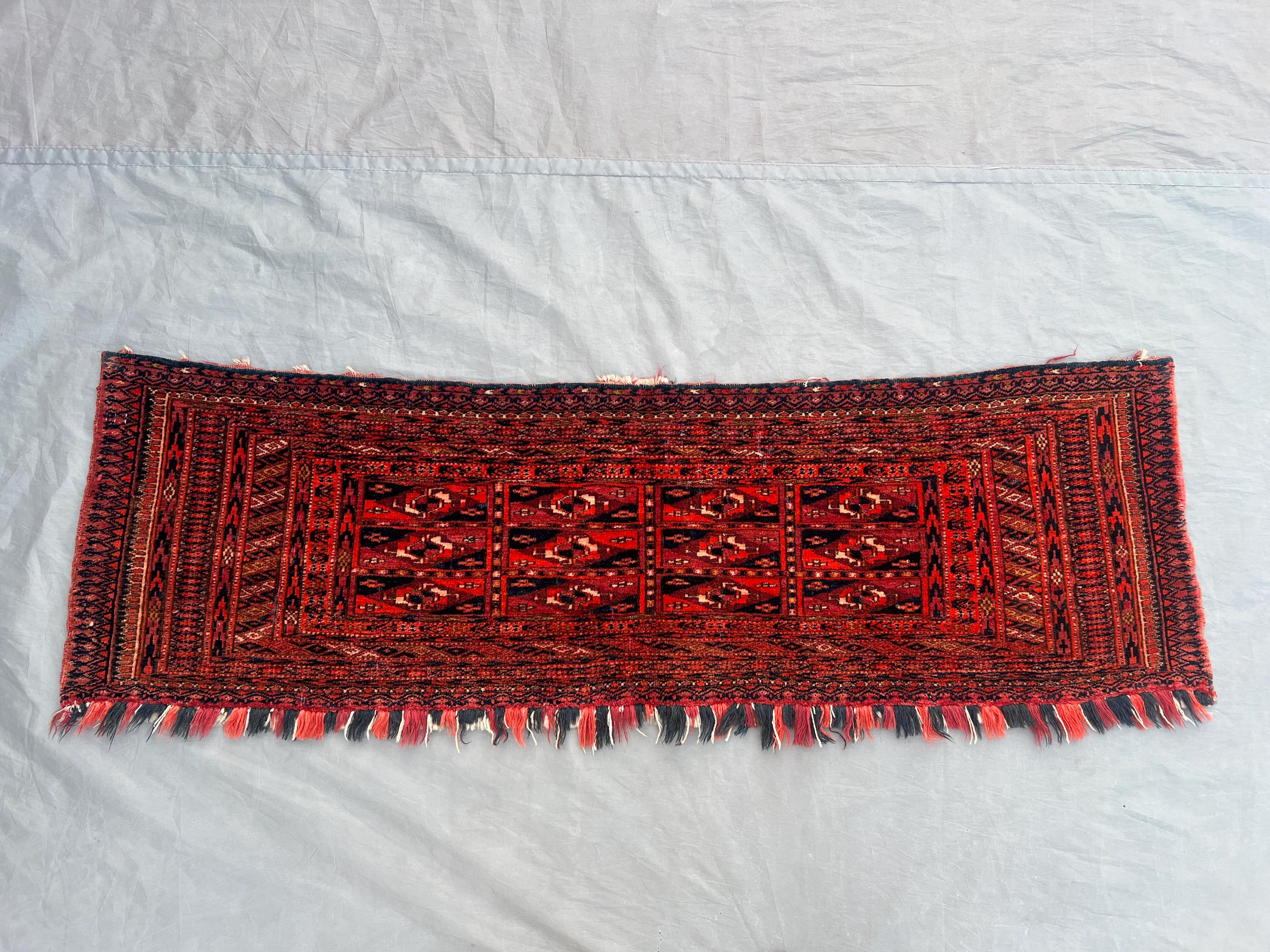1.2 x 3.11 ft Afghan Hand-Knotted Vintage Turkoman Ersari Design Rug, Unique Soft Pile, Luxury One-of-a-Kind W