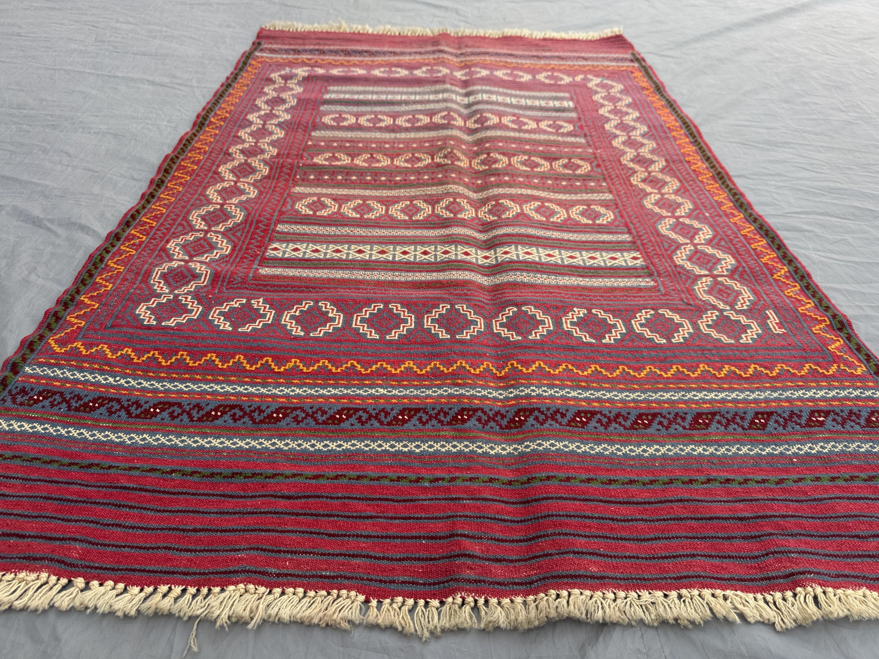 3 x 5フィートのヴィンテージアフガンスマックキリム | 手織り平織り