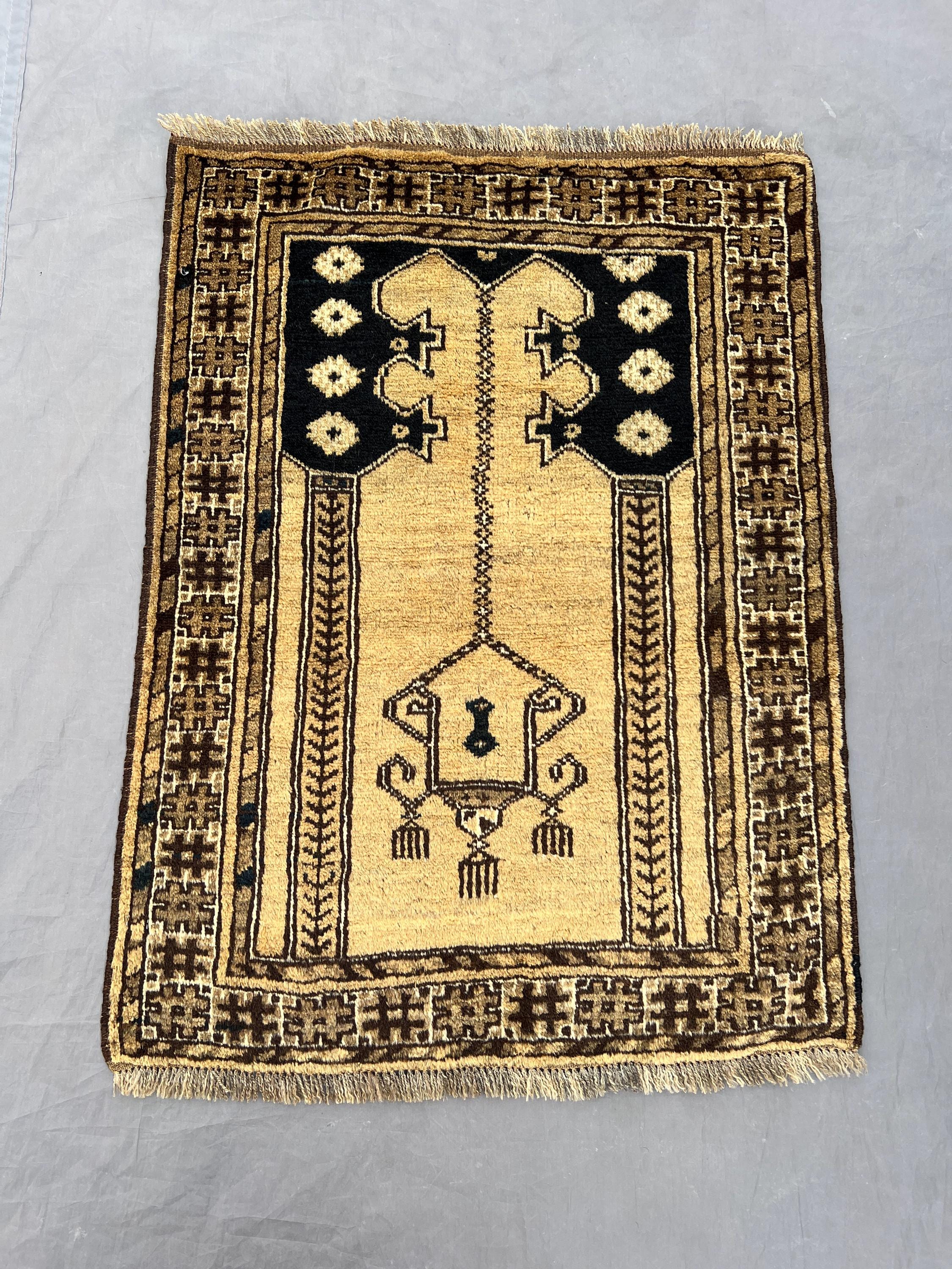 2 x 3 Afghan Hand Knotted Vintage Soft Pile One-of-a-Kind Small Area Rug Balochi Design Unique Tribal Home Decor | living room rug