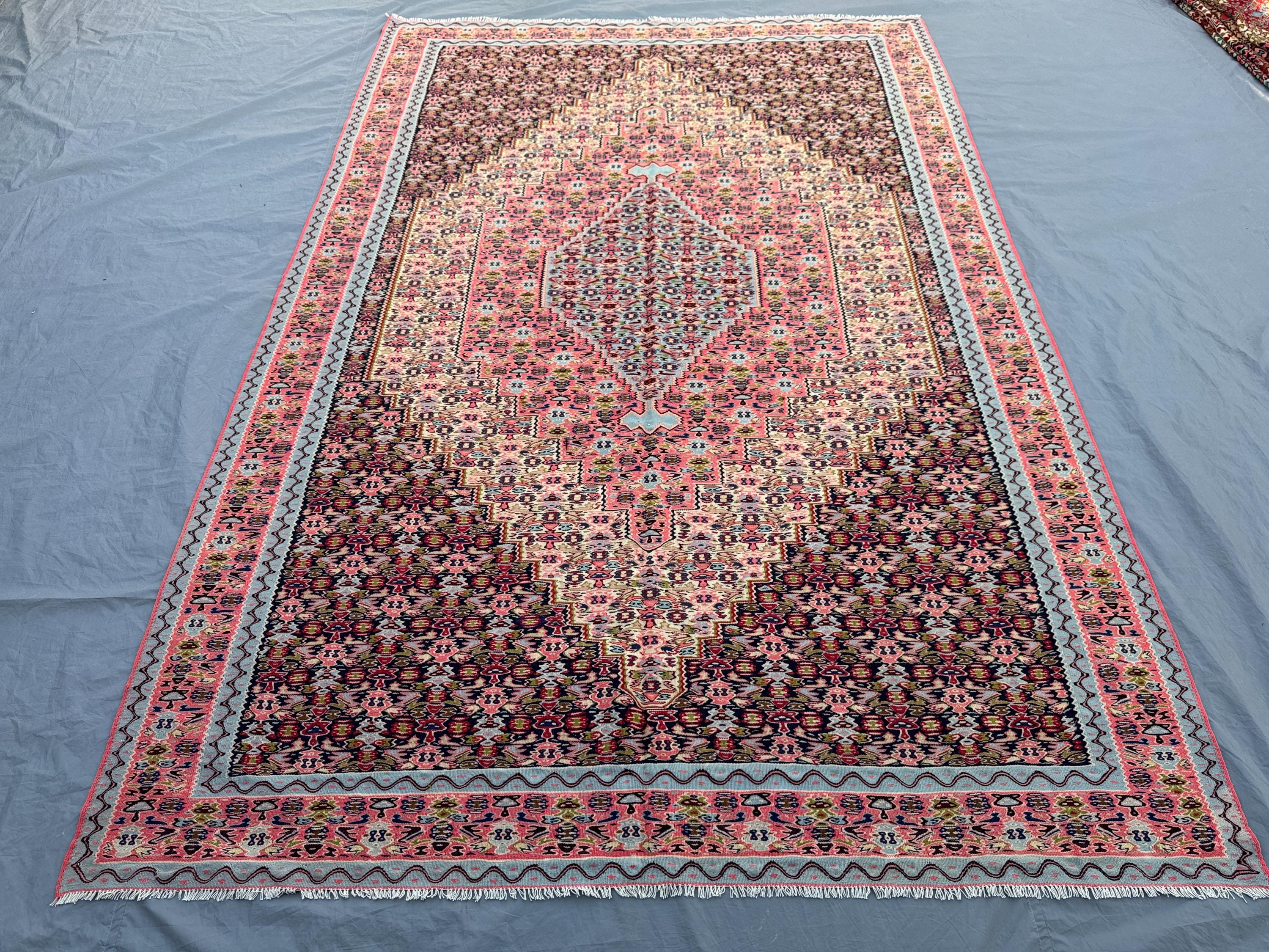 Turkish Handwoven Kilim | Vintage 7 x 10 ft | One-of-a-Kind Caucasian Design | Flatweave Wool Rug for Living Room or Bedroom