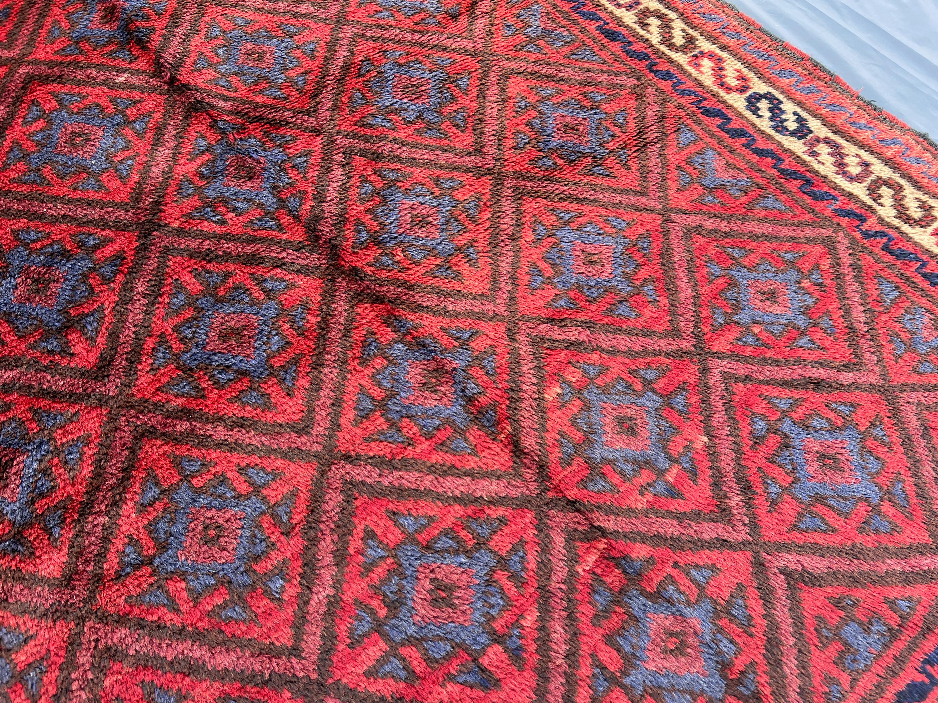 アンティーク アフガニスタン遊牧民ラグ 4'2x6'4フィート | 手編み