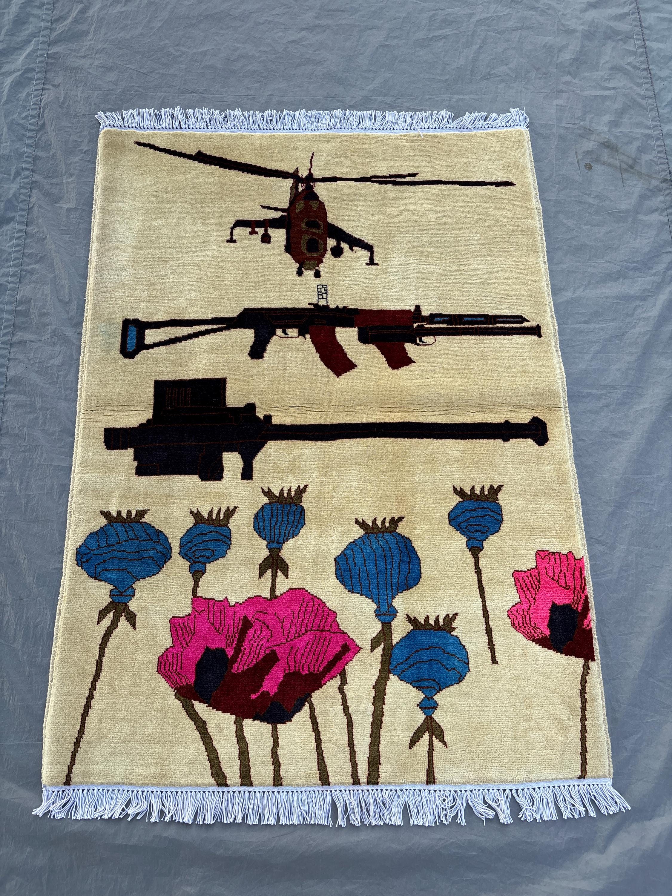3 x 5 ft Afghan Hand Knotted Vintage Soft Pile Rug Unique Boho Decor Handcrafted Pictorial Design Luxury Home Decor Multicolor Accent