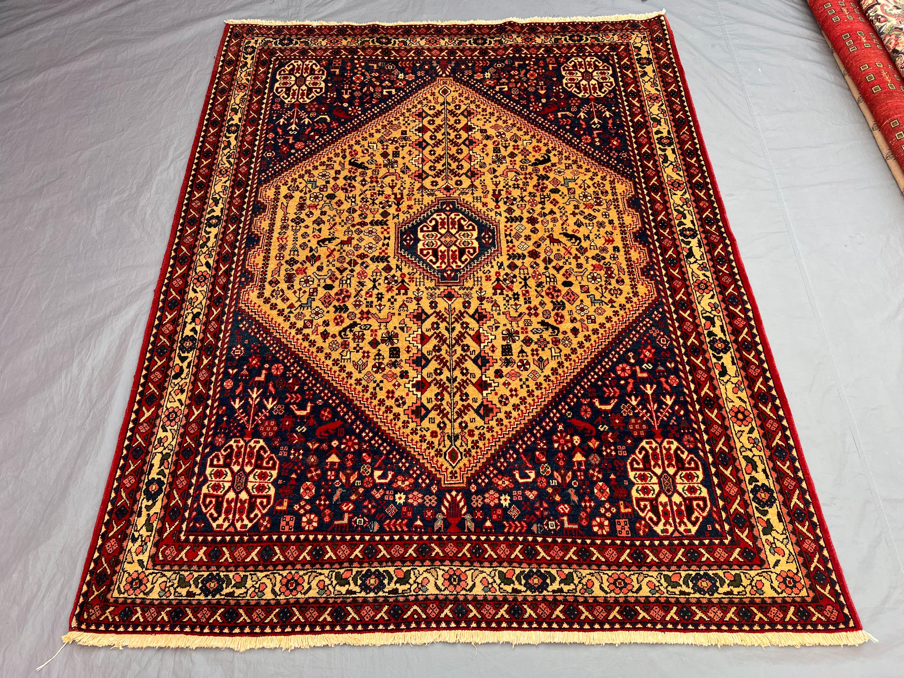 Vintage 5'1 x 6'6 ft Afghan Hand-Knotted Baluchi Rug, Tribal Wool Geometric Design, Soft Pile, Area Rug for Li