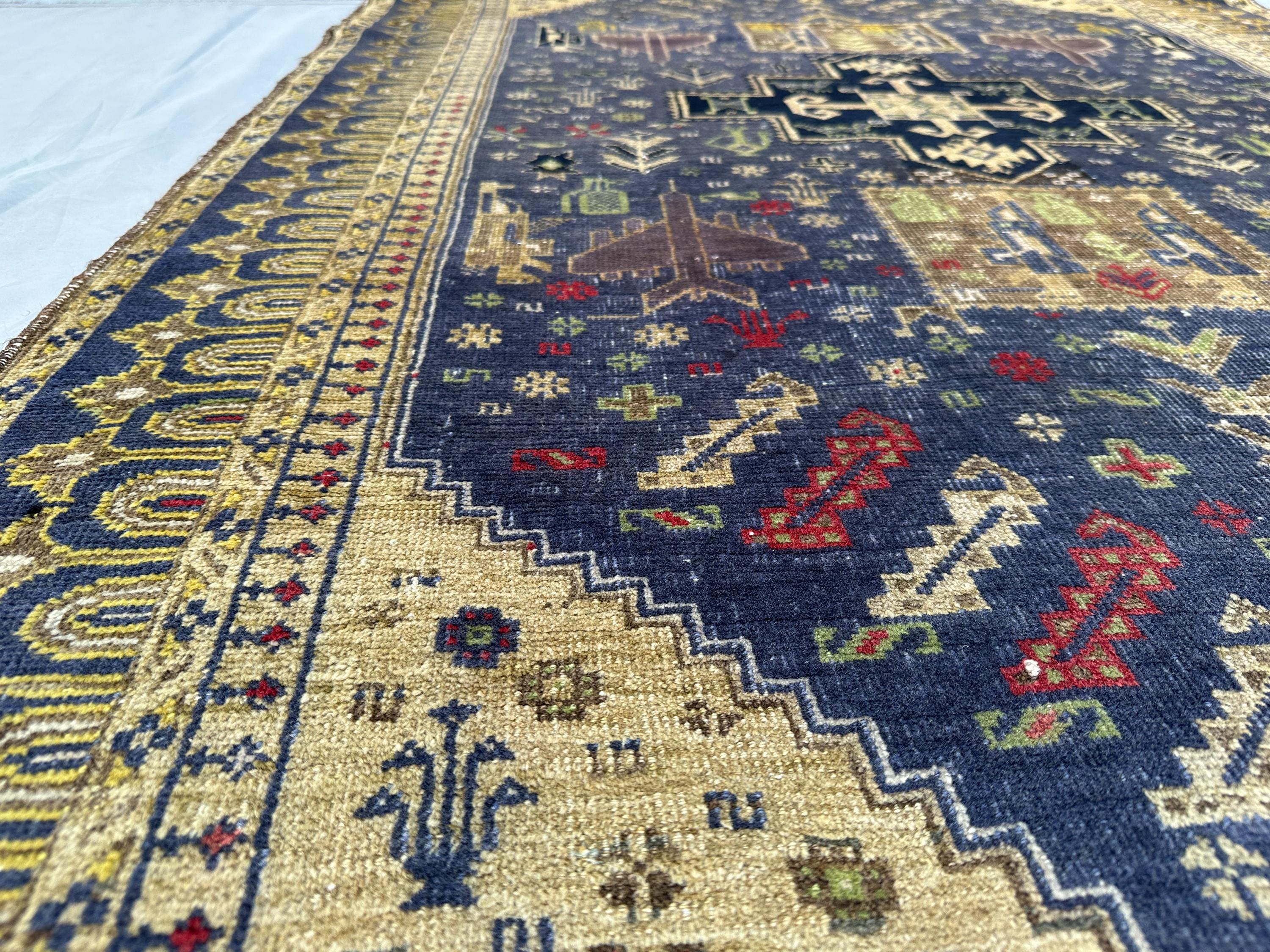 4x7 ヴィンテージ アフガン バルーチ トライバルラグ、遊牧民