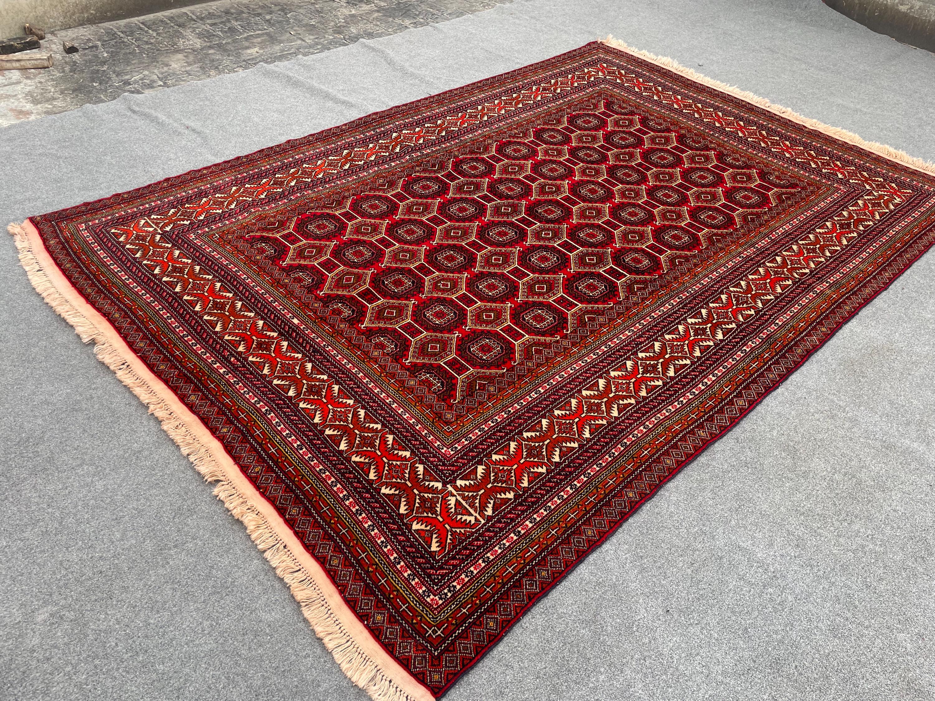 Handwoven Afghan Bokhara Rug, 7x10 Wool Carpet, Traditional Caucasian Style Area Rug, Vintage Tribal Handmade