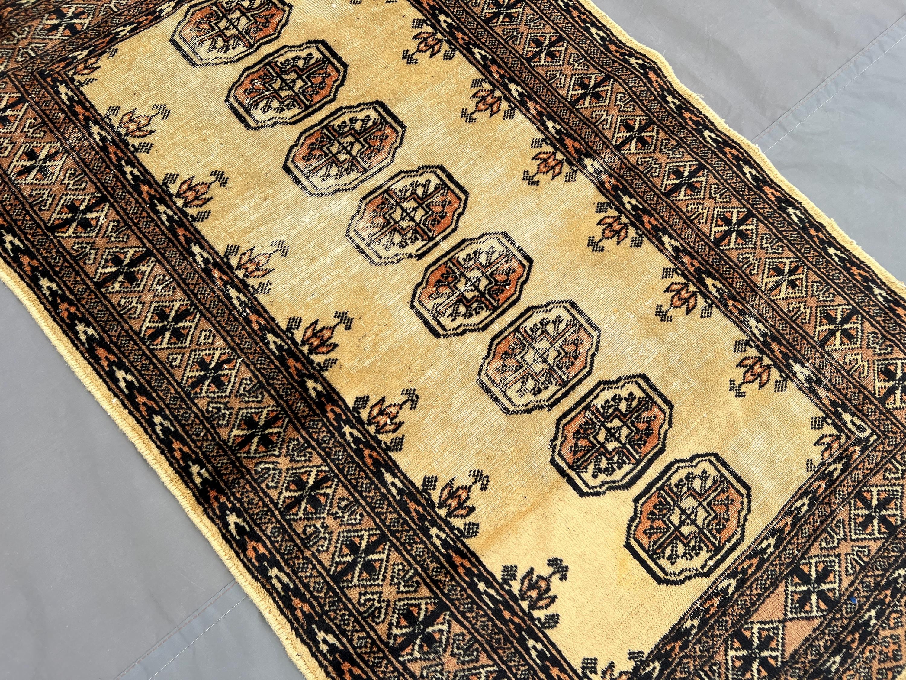 Antique Turkmen Ersari Rug 2'6x4'0 ft | Hand Knotted Afghan Wool Carpet | Rare Tribal Geometric Design | High Quality Kitchen Area Rug