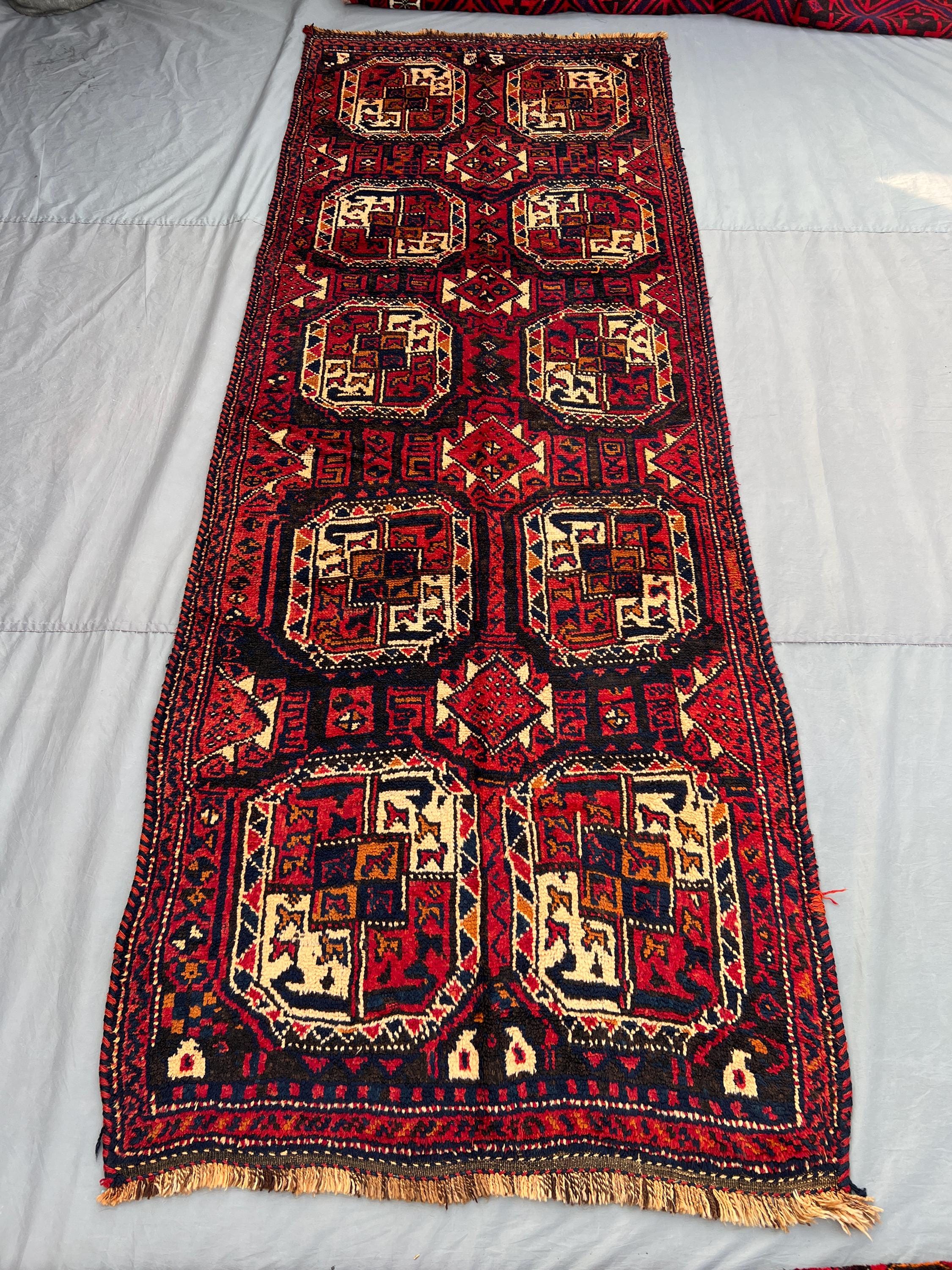 2x12 Afghan Hand-Knotted Vintage Runner–Full Pile Elephant Foot Design, Farmhouse & Living Room Decor | home decoration + rug for study room