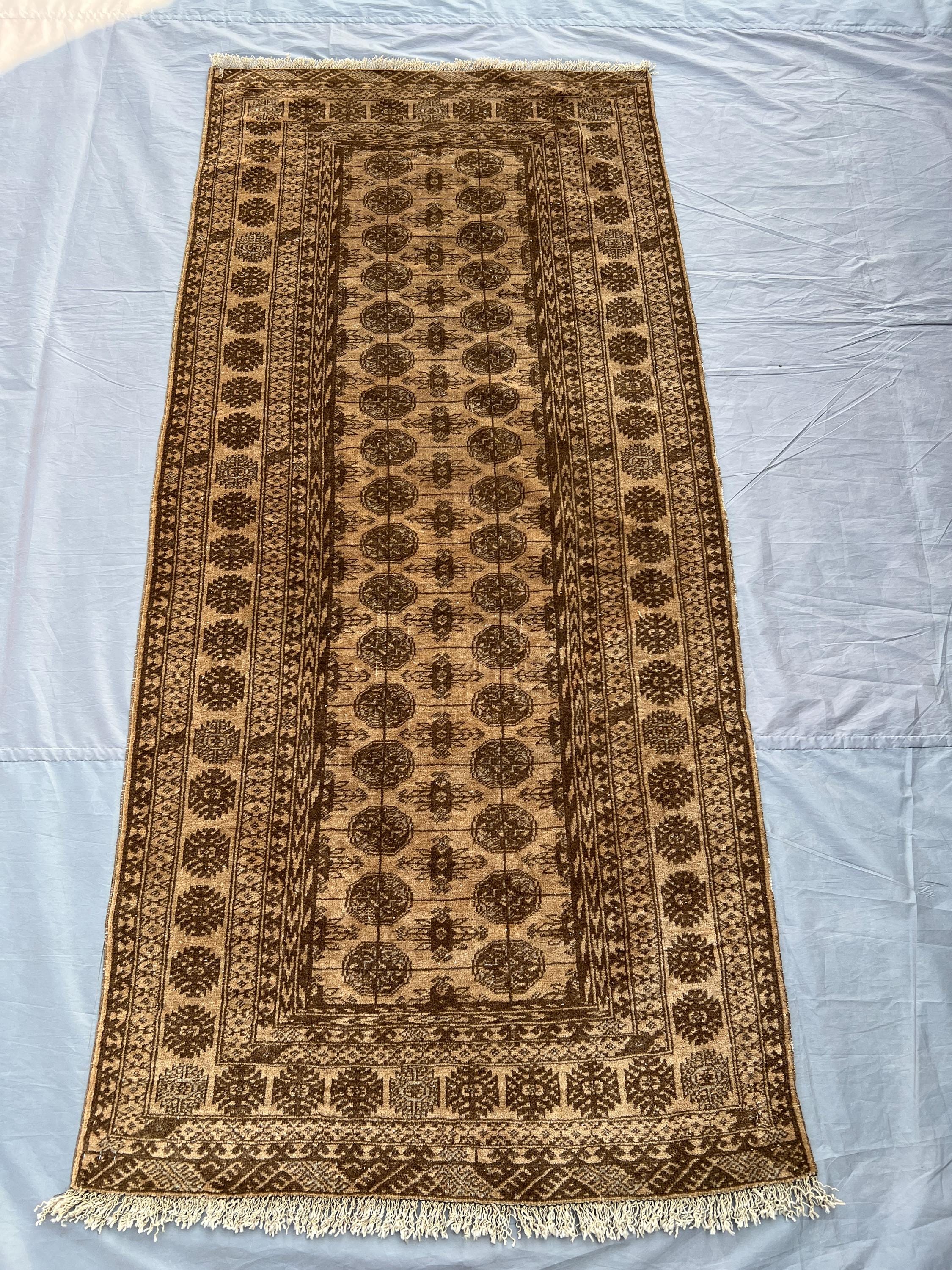 2'10x6'4 ft Antique Turkmen Baluch Runner Rug Tribal Wool Area Rug Hallway Kitchen Rug Baluch Mowri Design Rug, Terracotta Runner Rug