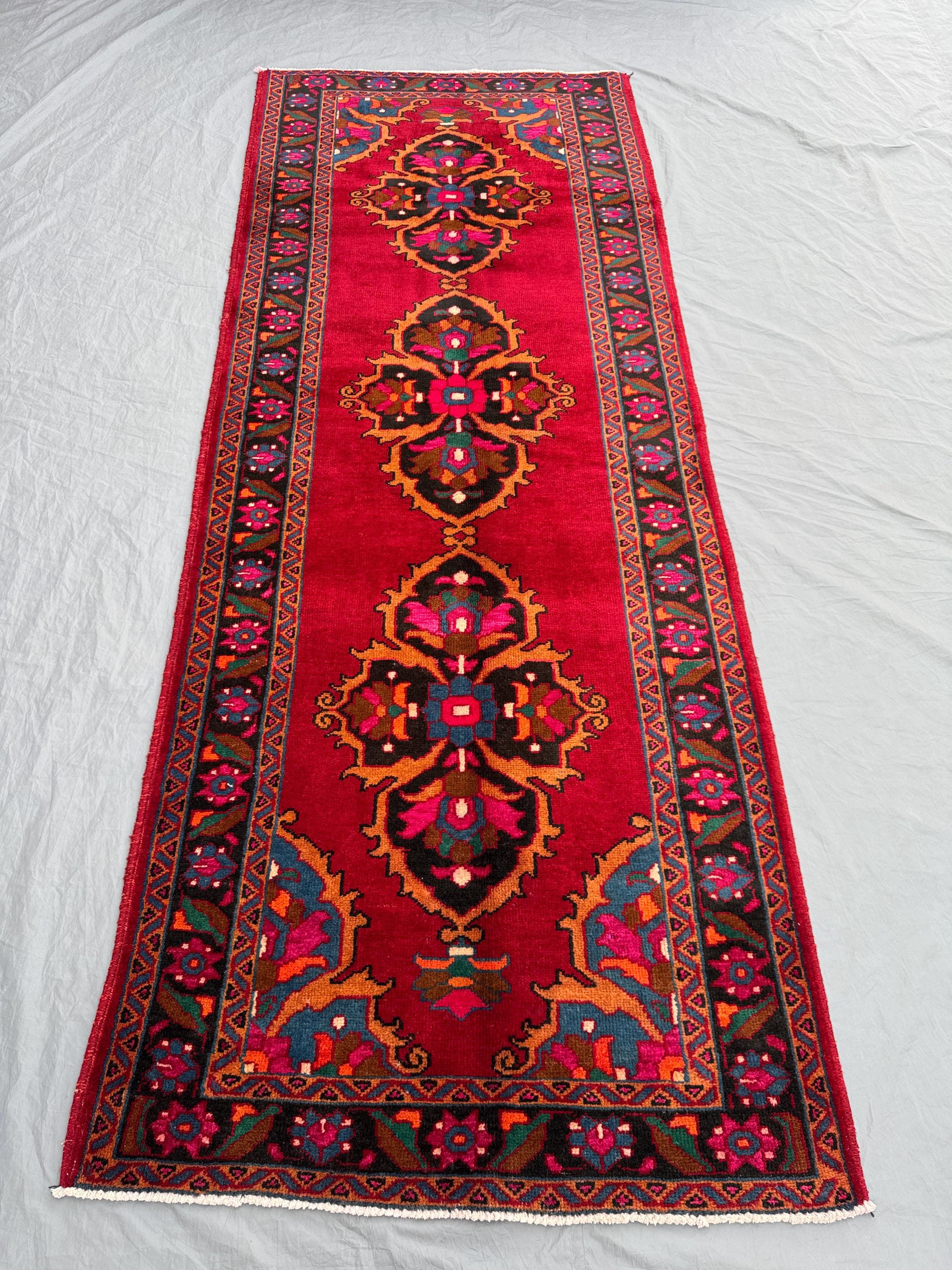 Turkish Inspired Caucasian Runner Rug, 3'9x9'10 ft, Tribal Wool, Rare Hand Knotted, Vintage Soft Pile, Traditional Area Rug, Boho Home Decor