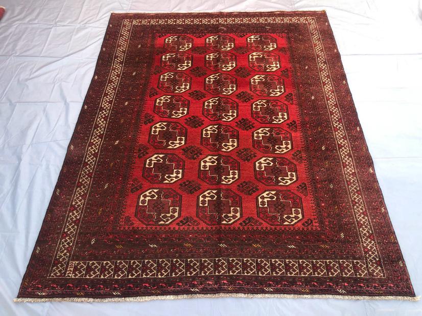 6x8 Turkmen Vintage Rug/ Afghan Waziri Rug/ Turkmen Handmade Wool Rug/ Tribal Antique Rug/ Low Pile Distressed Faded Rug/ Living Room Rug