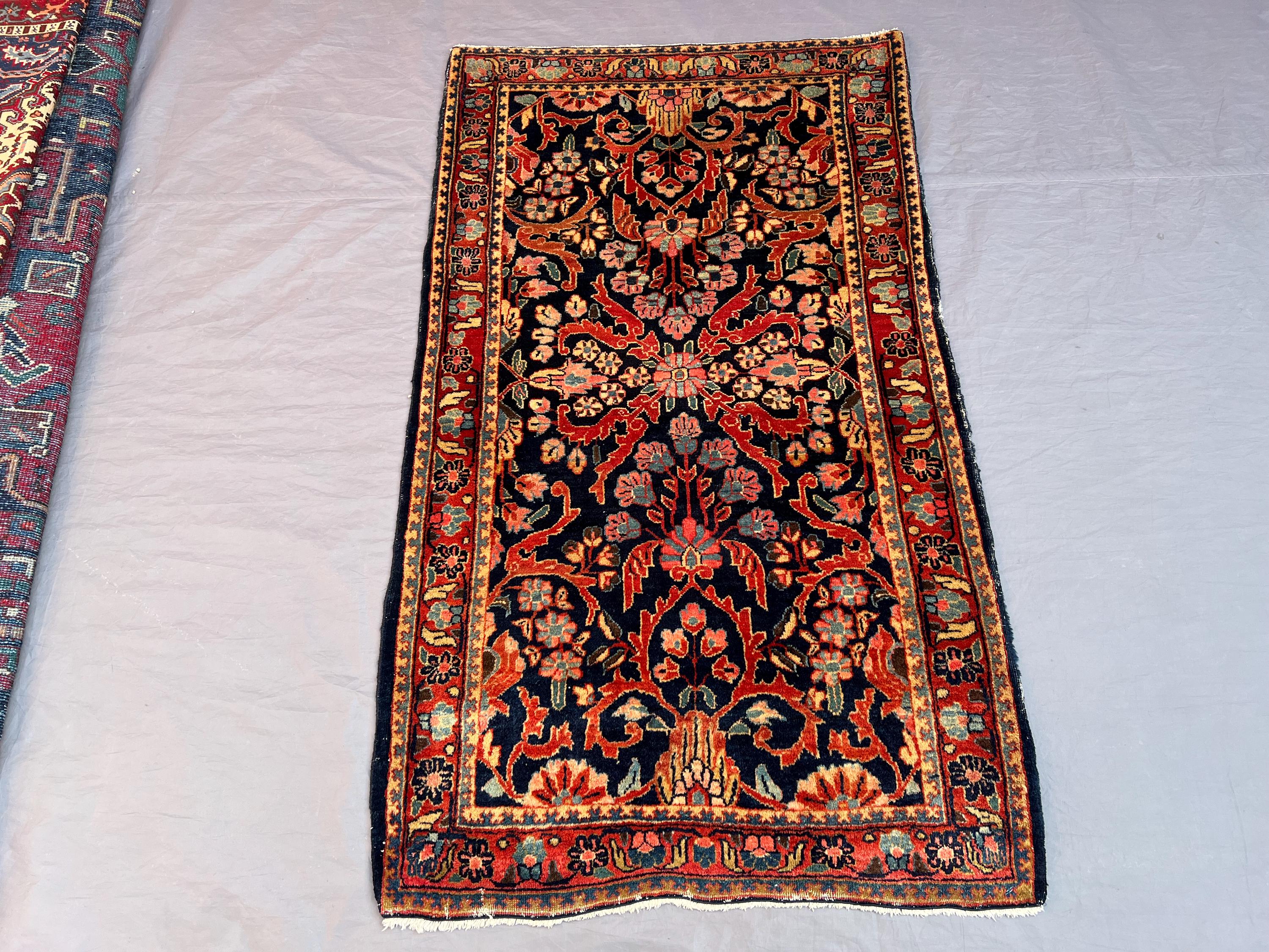 Antique 2'6 x 4'4 ft Afghan Baluchi Hand-Knotted Rug, Floral Design, Soft Pile, Traditional Accent Rug, Tribal