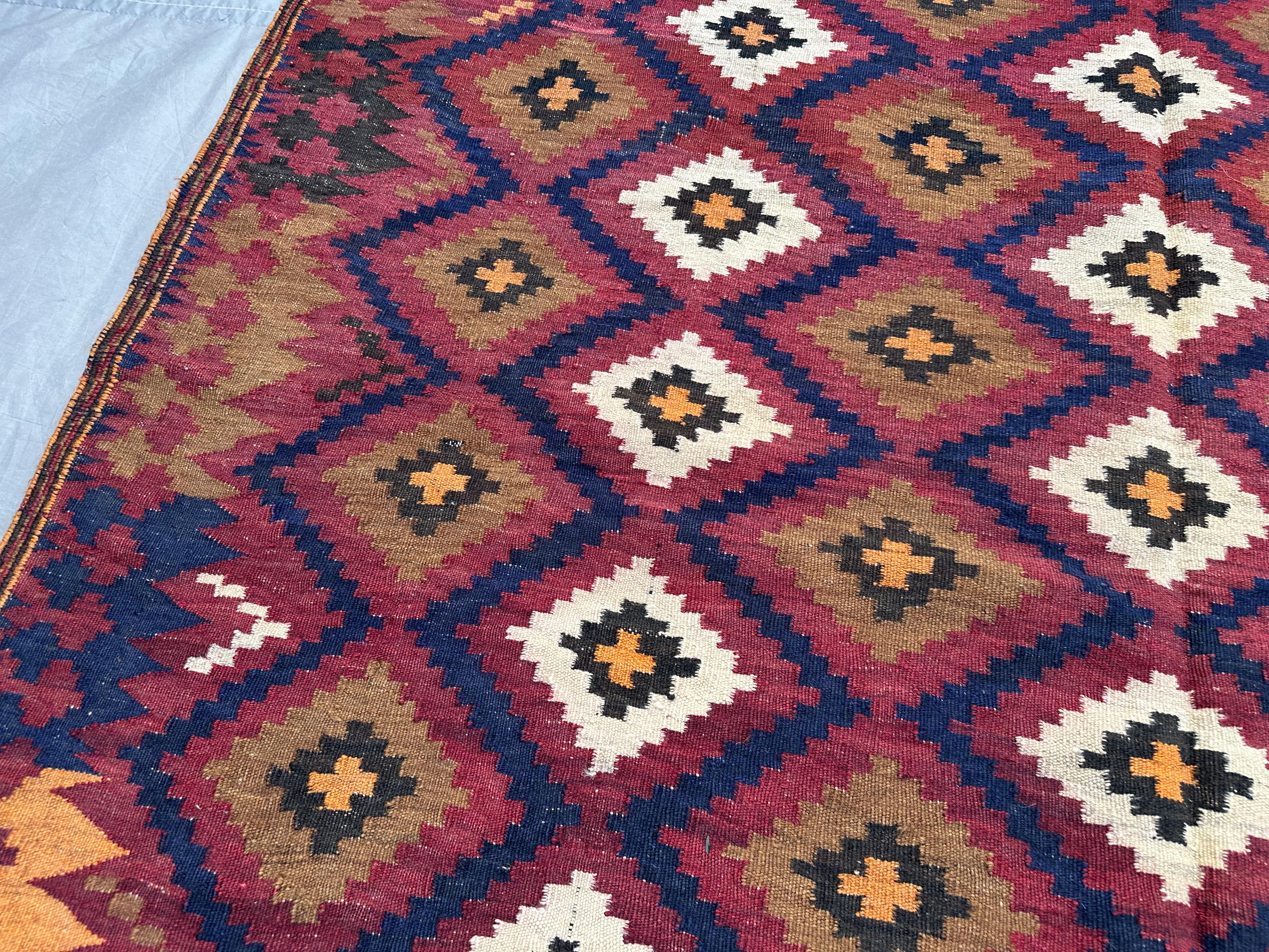 ビンテージ　アフガンラグ キリム　アンティーク 敷物　インテリア アフガニスタン トライバルラグ マイマナキリム オールド手織りキリム