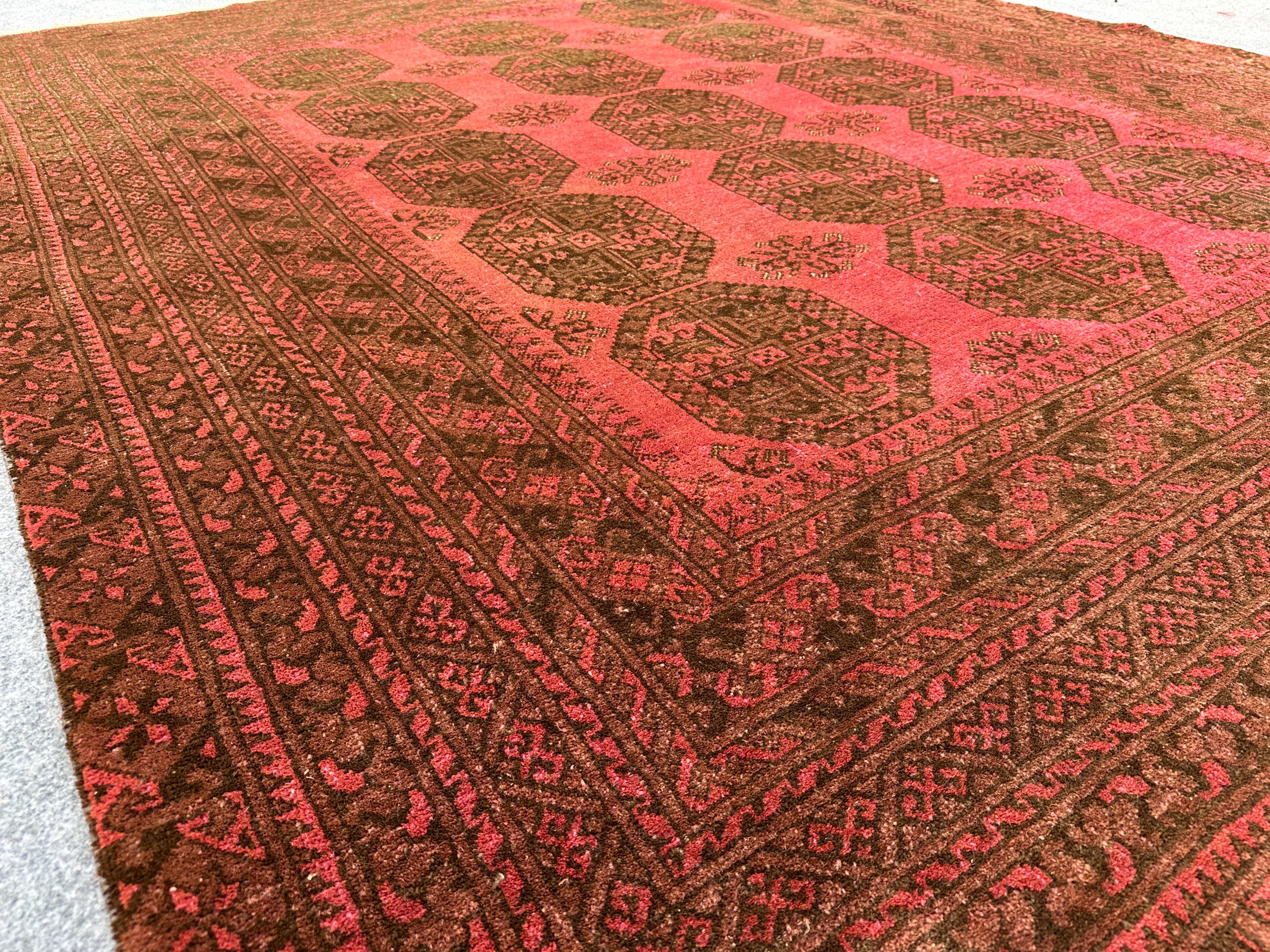 6.2x7.10 ft Afghan Turkoman Tribal Rug Elephant Foot Design Handmade Wool Carpet, Turkmen Bukhara Rug, Living Room Rug, Outdoor Moroccan rug