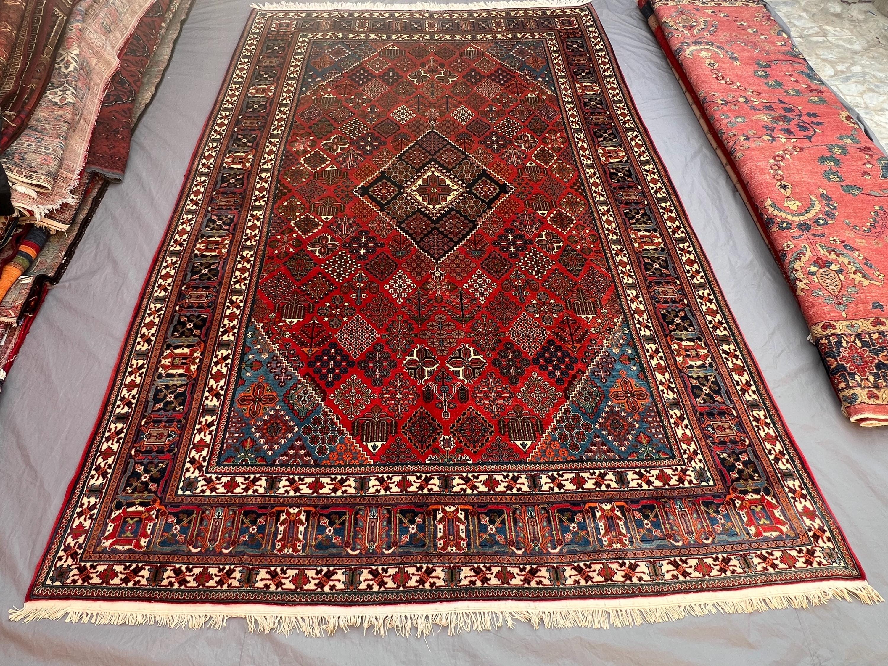 Antique Afghan Baluch Rug 7'5x11'8 Red Diamond Medallion Geometric Tribal Design Large Area Rug Living Room Be