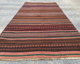 196×144cｍ 手織りアフガンキリム スザニ トライバルラグヴィンテージラグ 196×144cm 手織りアフガンキリム スザニ トライバルラグ