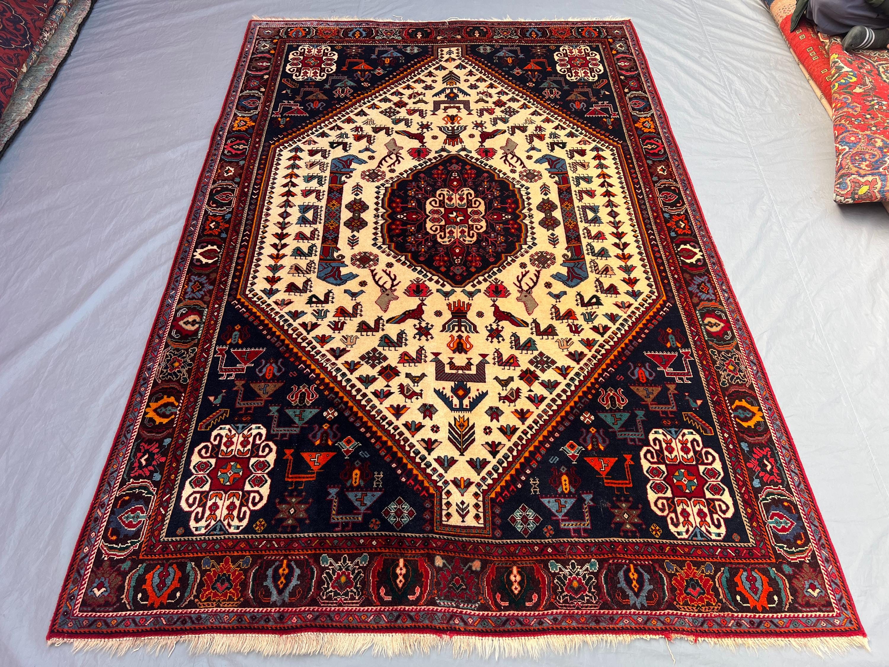 5'4 x 8'3 ft Afghan Hand Knotted Rug Baluchi Tribal Animal Design Vintage Area Rug Living Room Bedroom Dinning Room Decor One Of A Kind