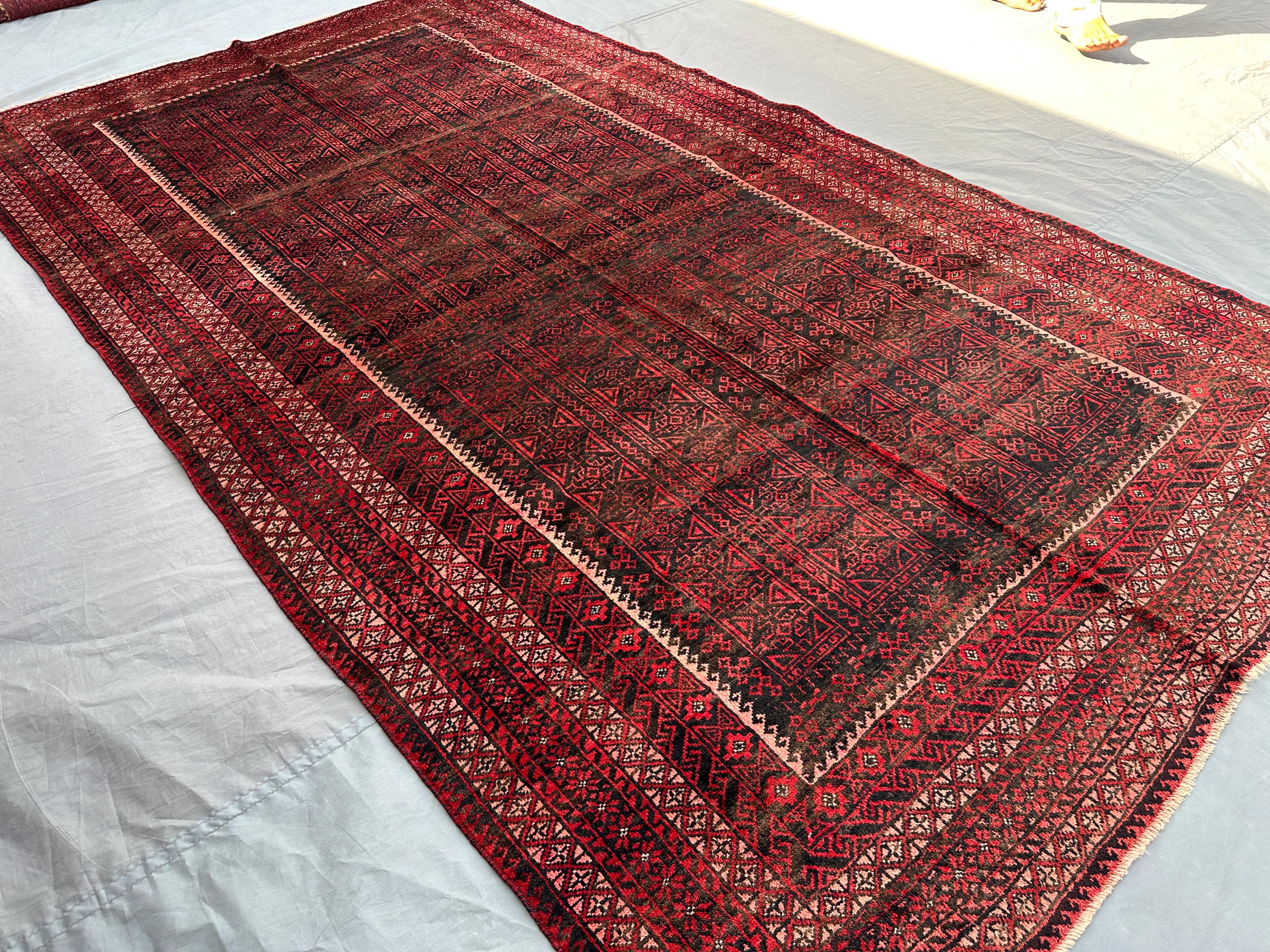 Antique Afghan Baluchi Rug 6x9 Hand Knotted Wool Carpet | Tribal Yaqoob Khani Design | Turkmen Style Vintage A