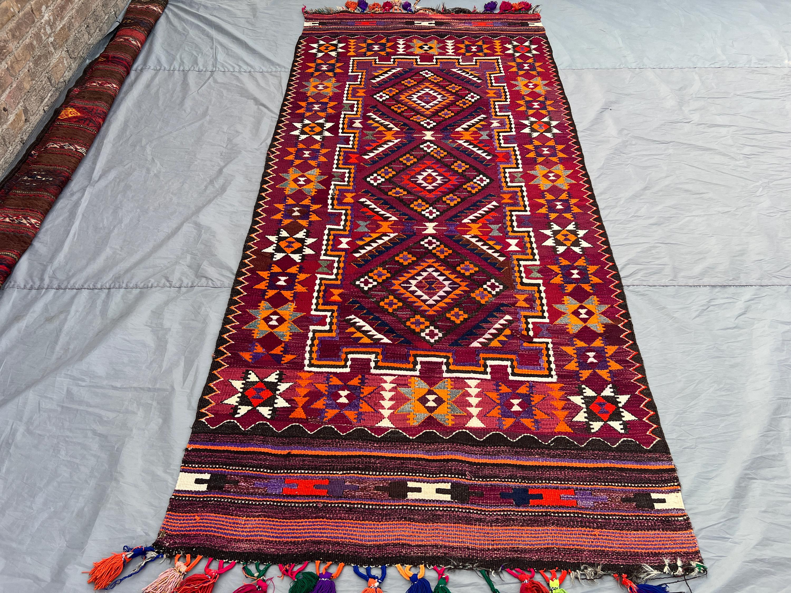5x10 Afghan Kilim Runner | Vintage Flatweave Wool Rug | Tribal Diamond Pattern | Long Hallway Carpet, Entryway rug, turkish Style Kilim