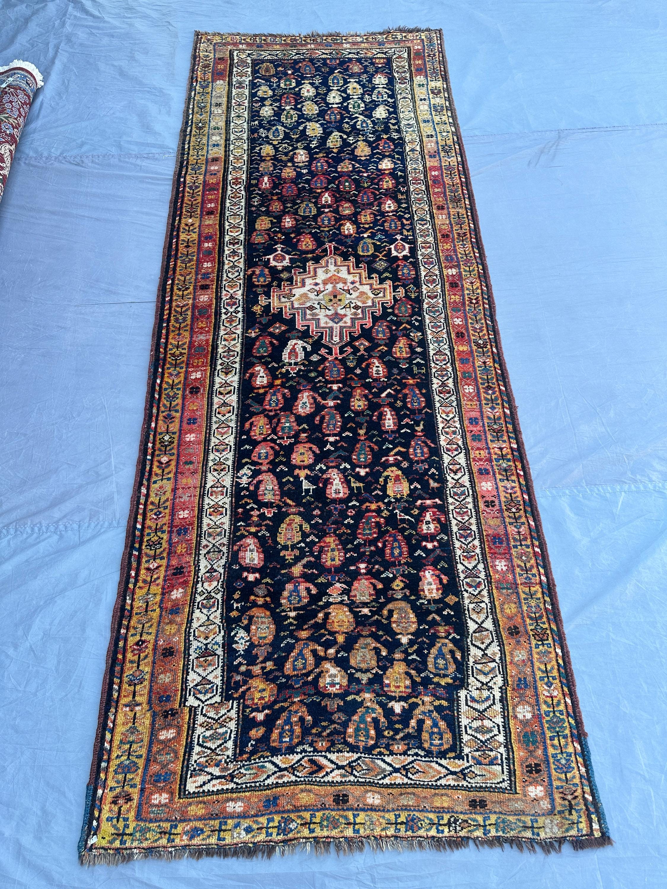 3'5x9'4 ft Turkish Caucasian Runner | Hand Knotted Wool Rug | Tribal Medallion Carpet | Vintage A900s Hallway Rug | Oriental Decor