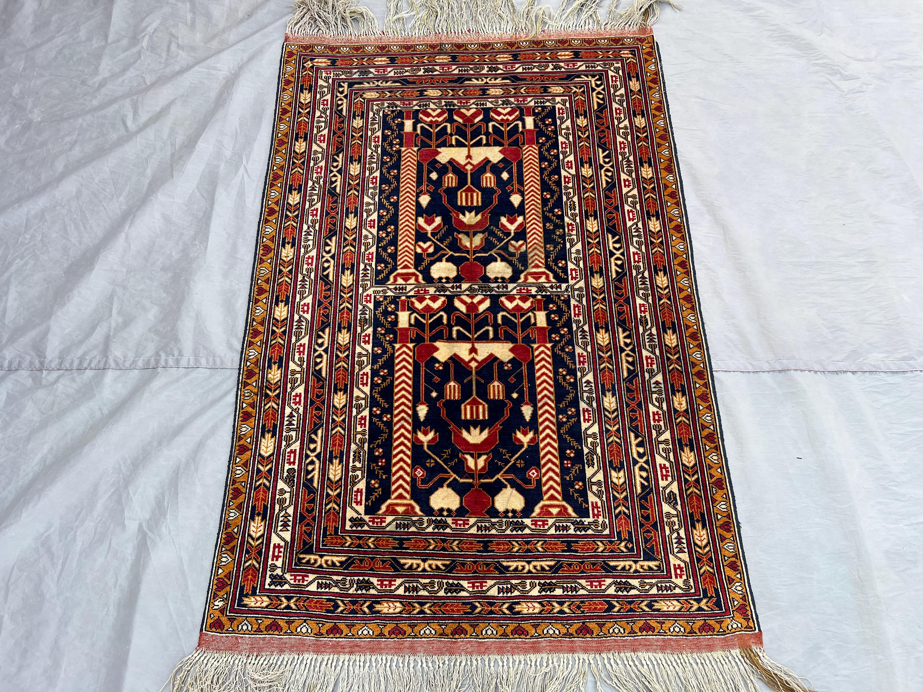 3x5 Antique Afghan Baluchi Rug | Hand Knotted Wool Tribal Carpet | High Quality Turkmen Pattern | Nomadic Oriental Accent Rug, Entryway rug