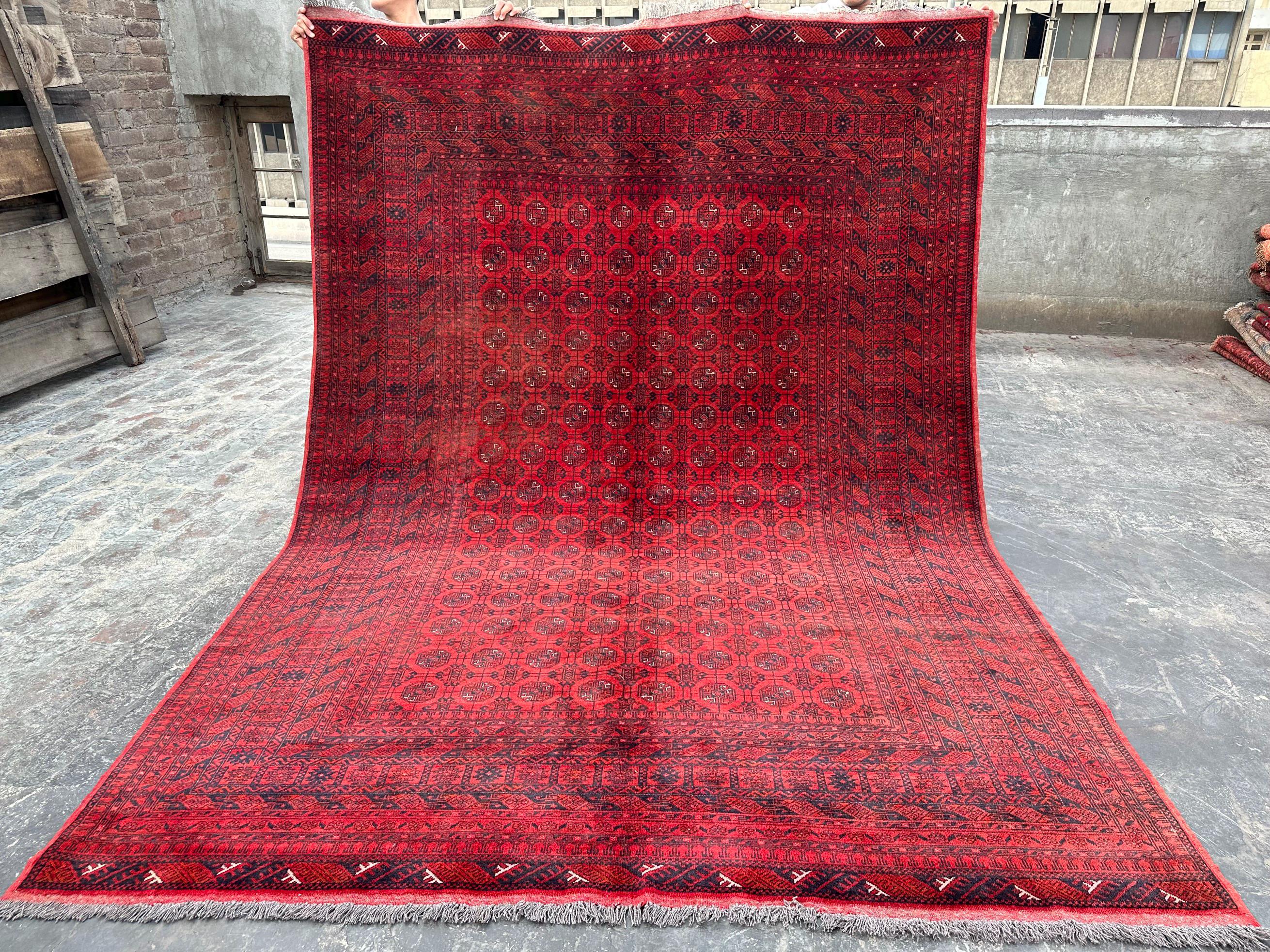 6.9 x 9.3 ft Antique Ersari Turkmen Rug | Hand-Knotted Afghan Carpet | Mowri Dog Foot Design | Tribal Wool Area Rug, Living room rug, Floor