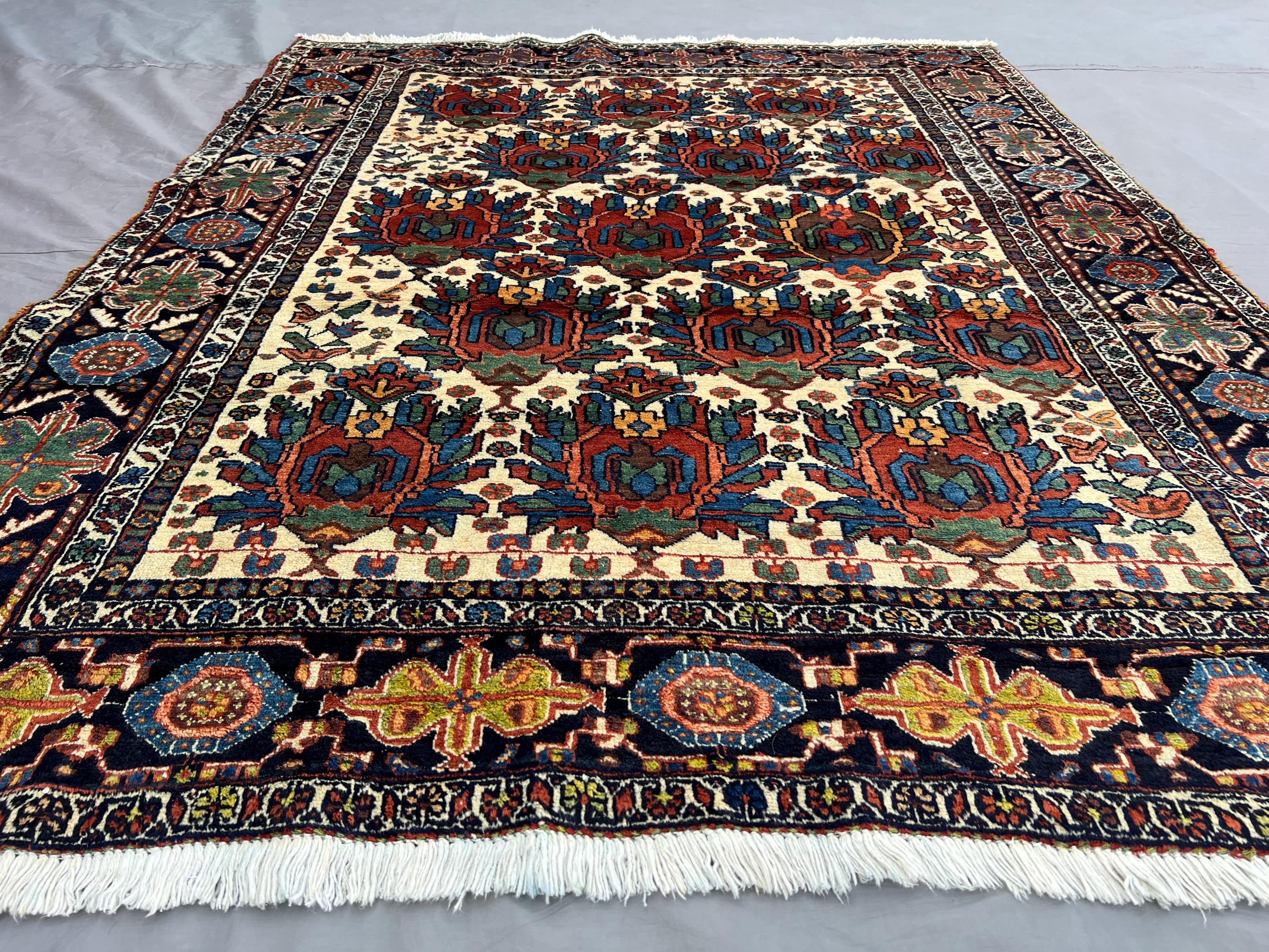 4'3" x 5'4" Ft, Vintage Afghan Handmade Rug | Tribal Caucasian Style | Rare Turkish Wool Rug | Geometric Flora