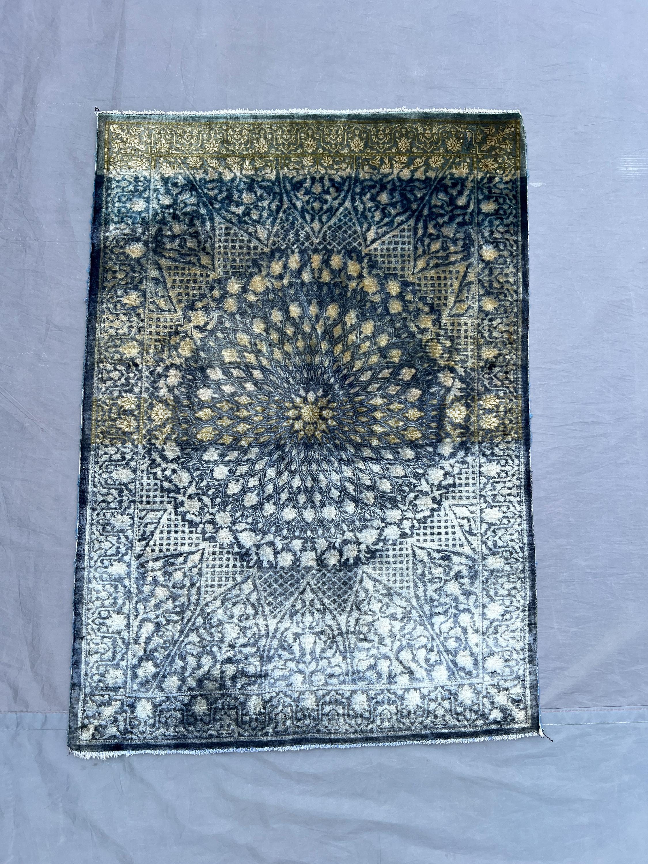 2x3 ft Vintage Afghan Hand Knotted Mamluk Design Rug Wool rug Oriental Geometric Medallion Pattern Small Accent Home Decor | living room rug