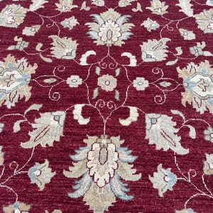 8 x 8 Afghan Hand-Knotted Modern Soft Pile Oval Oushak Design Luxury Wool Rug Elegant Floral Pattern Stylish Living Room Decor | Bedroom rug image 6