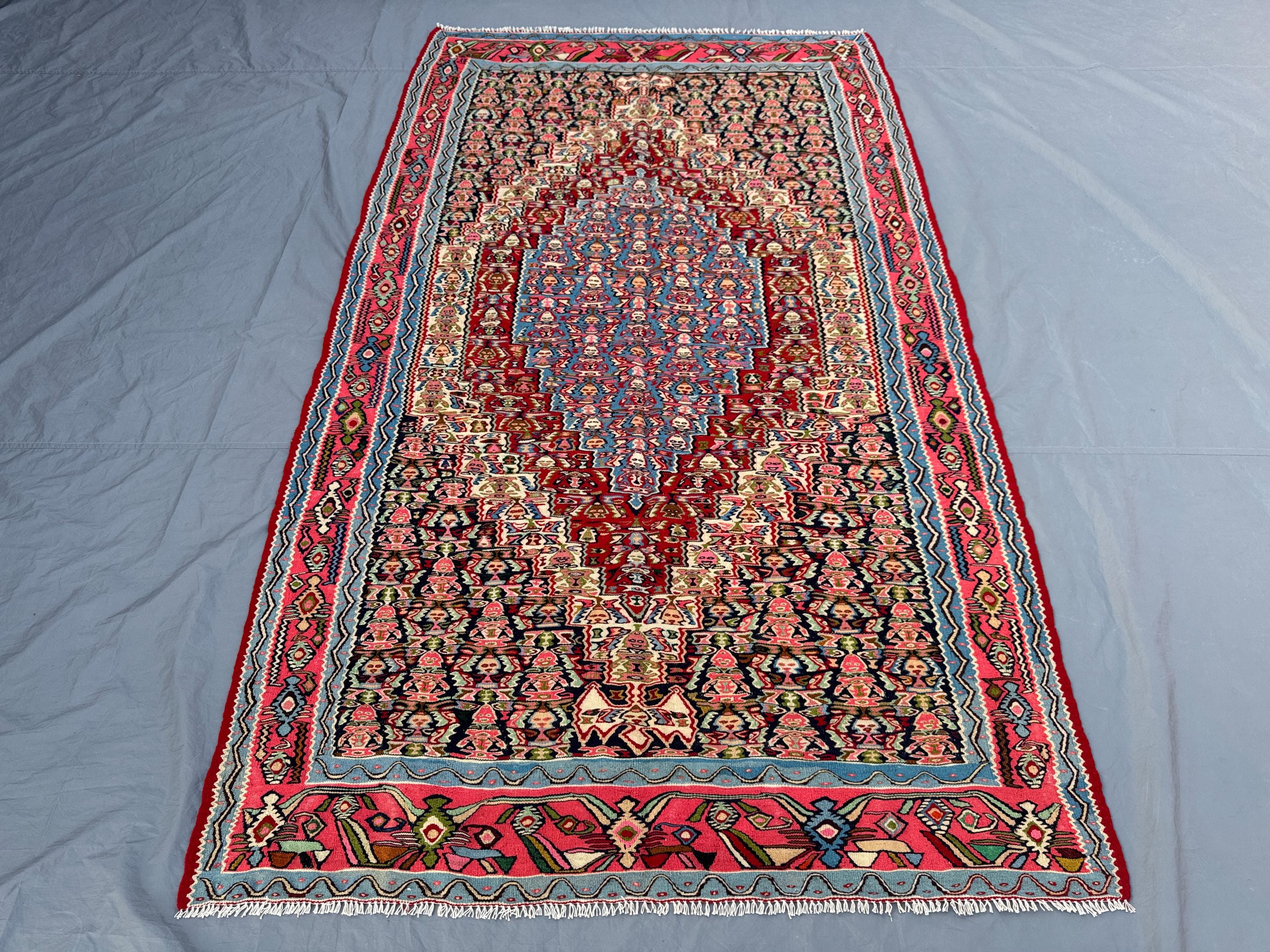 Handwoven Turkish Kilim - Vintage Anatolian Design 4.9 x 8.5 ft One of a Kind Flat Weave Large Area Rug Perfect for Living Room Boho Decor