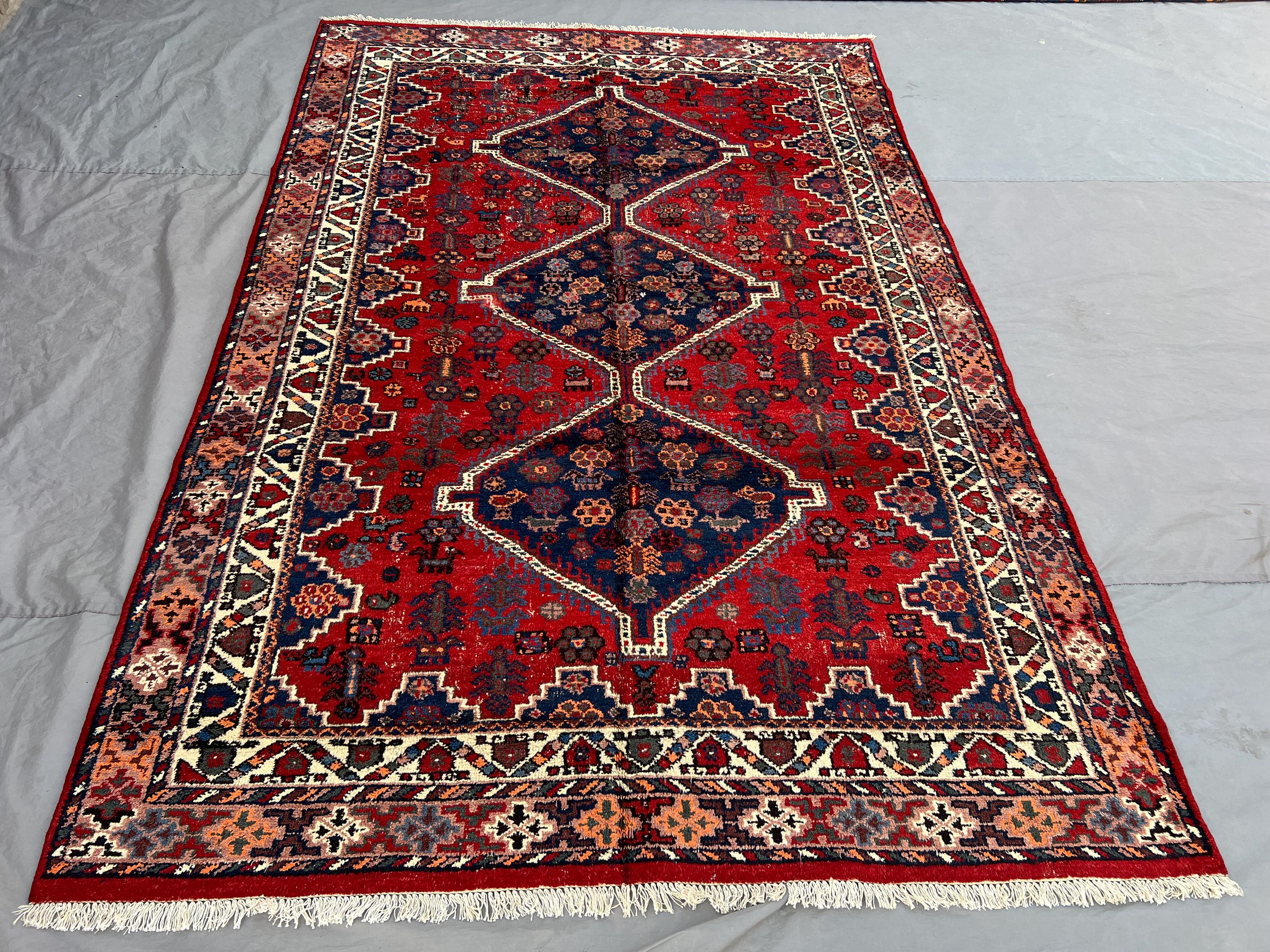6'4x9'5 ft Antique Turkish-Inspired Afghan Hand-Knotted Rug Soft Pile Floral Geometric Wool Area Rug Living An