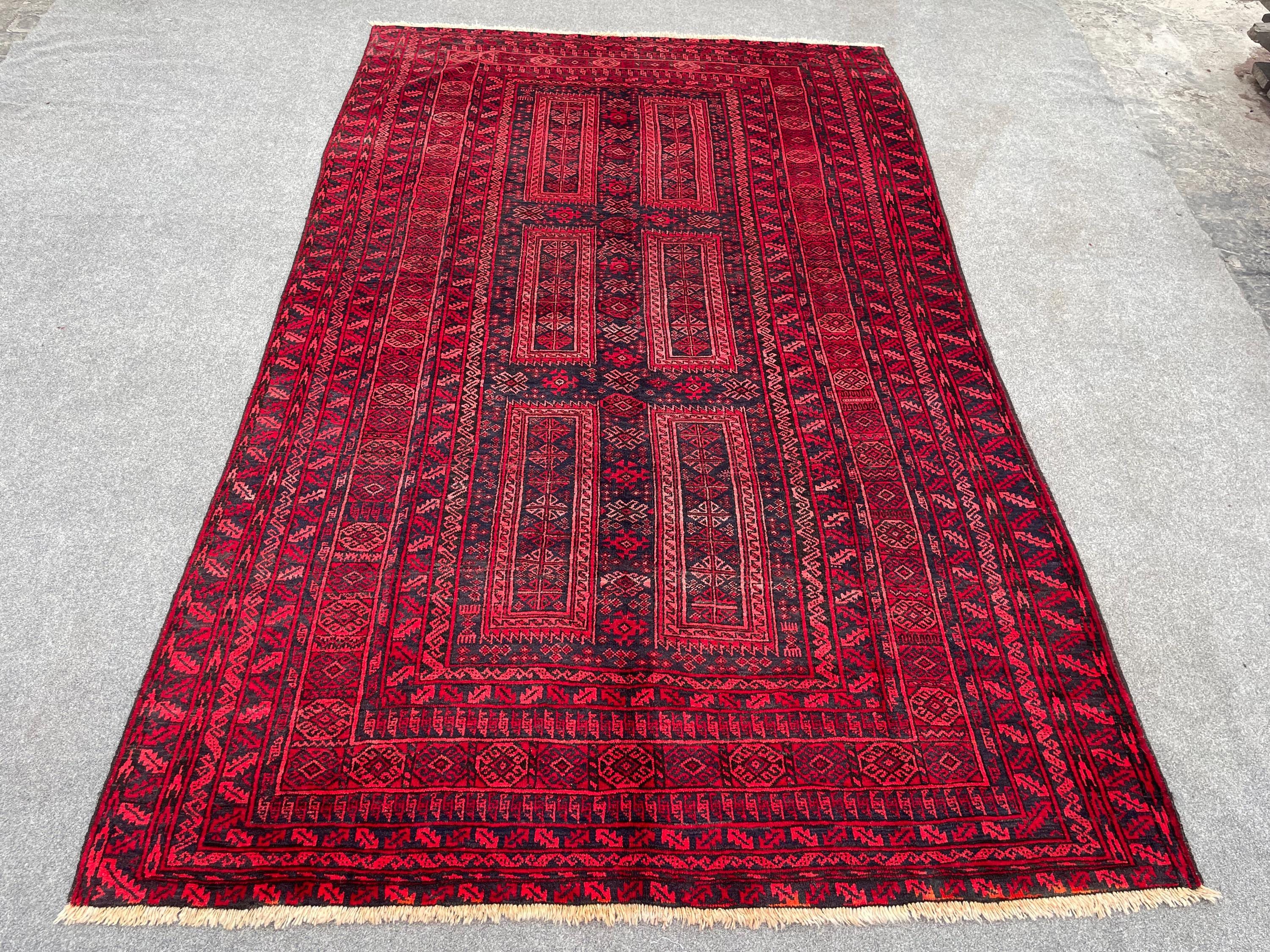 6x10 Antique Afghan Baluch Tribal Rug Turkmen Wool Vintage Rug Geometric Pattern Yaqoob Khani Design Handmade