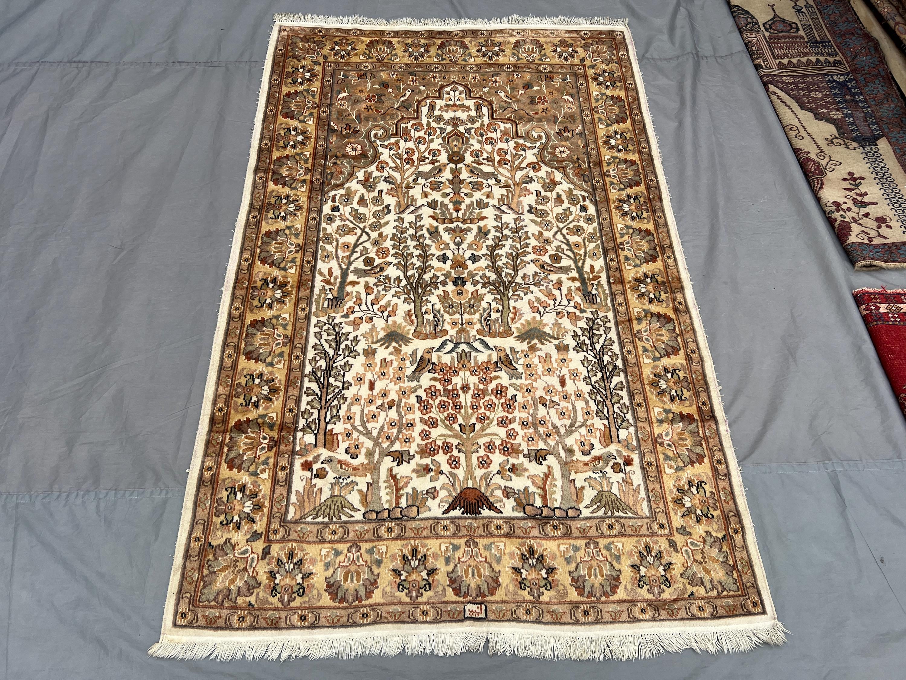 Afghan antique rug 4x7 hand knotted soft pile royal floral rug vintage palace style decor one of a kind collector wool rug | farmhouse rug