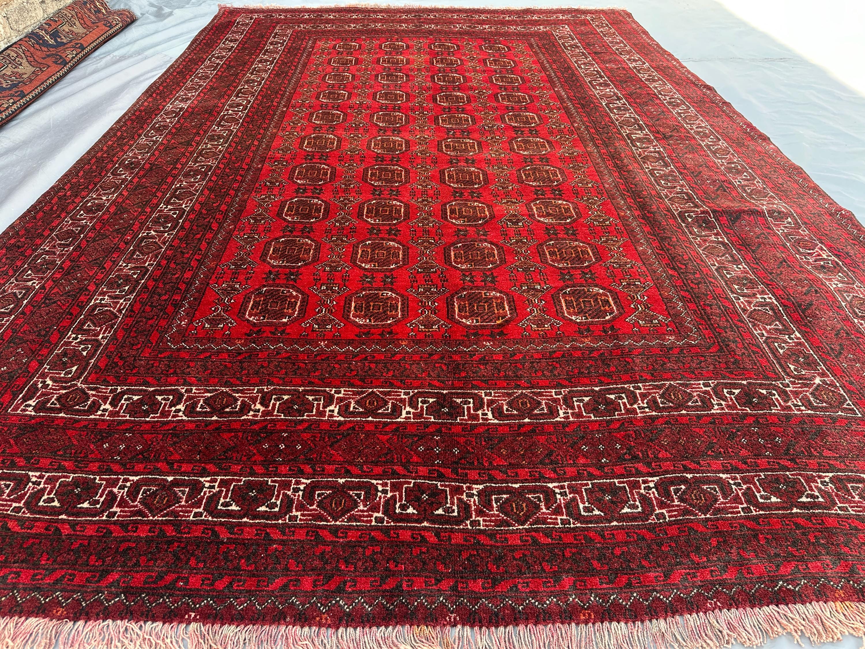 Afghan Tribal Rug 6x9 Hand-Knotted Turkmen Ersari Carpet | Geometric Wool Area Rug | Living Room Floor Rug | B