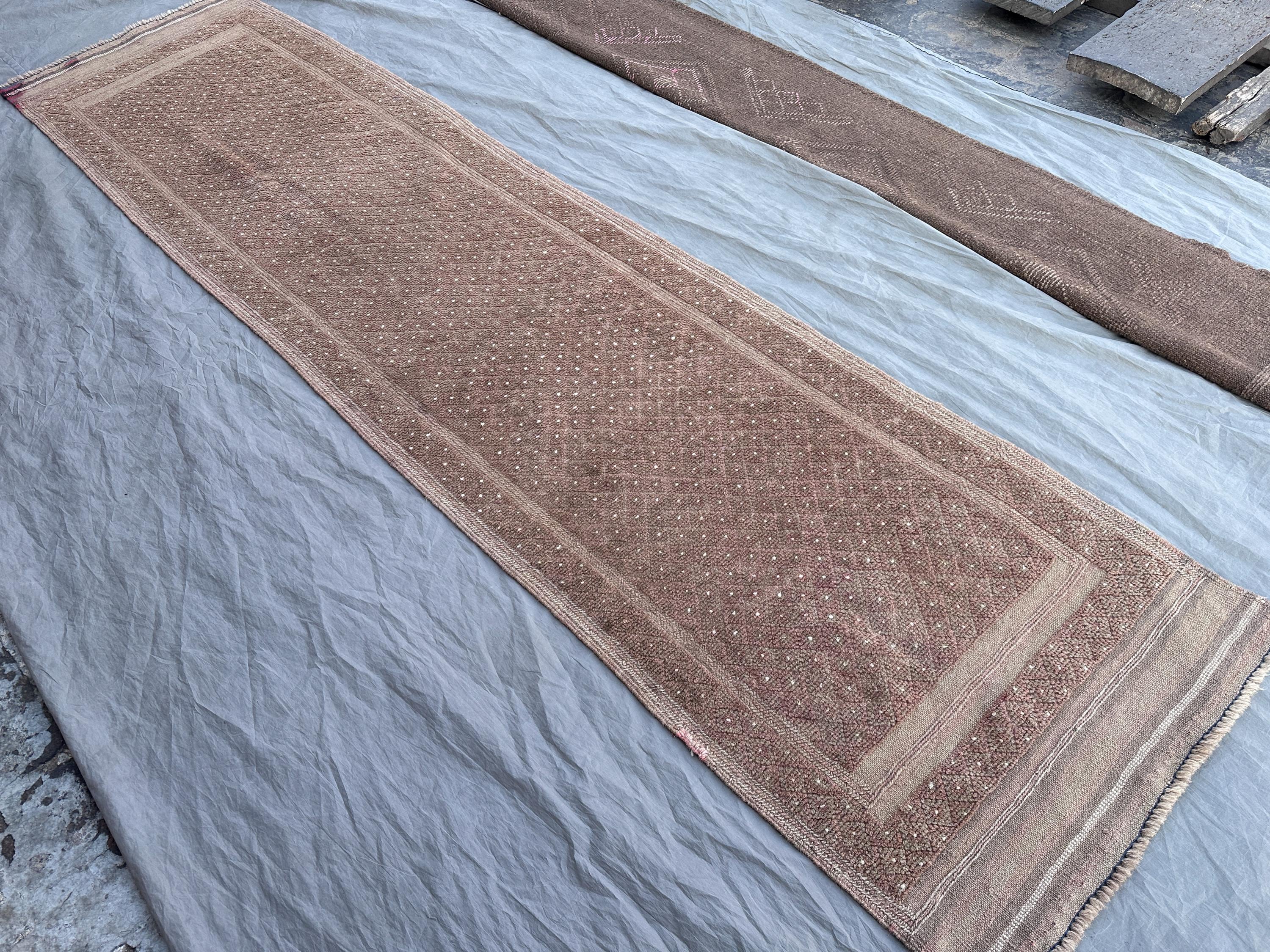 2'2 x 9'2 Antique Afghan Handmade Runner Rug | Tribal Mishwani Baluch Wool Rug | Vintage Terracotta Hallway Carpet | Rustic Bohemian Decor