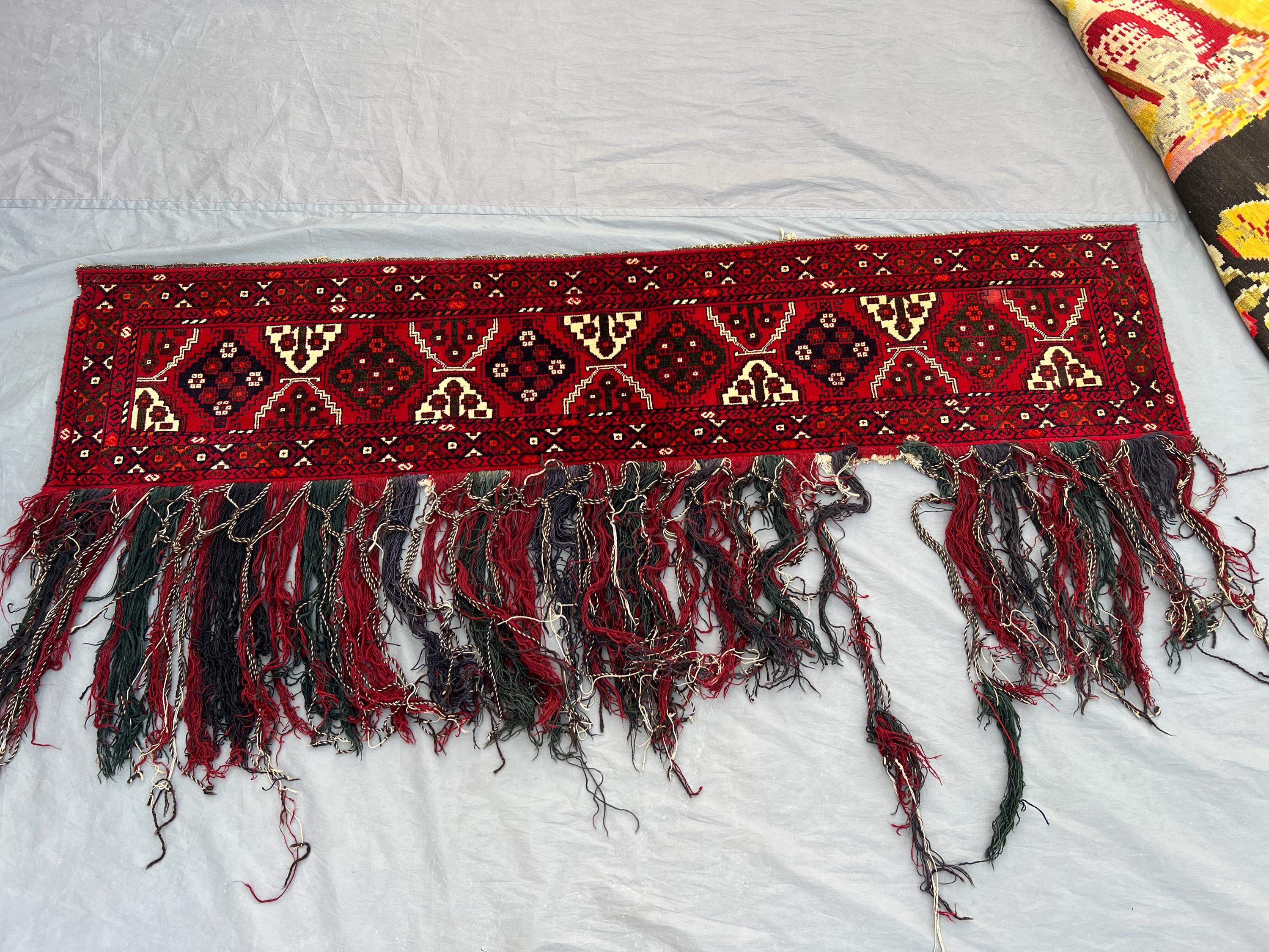1.5 x 6 Afghan Hand-Knotted Vintage Balochi Design Rug Unique Soft Pile Distressed One-of-a-Kind Wall Hanging Luxury Rug | Home boho decor