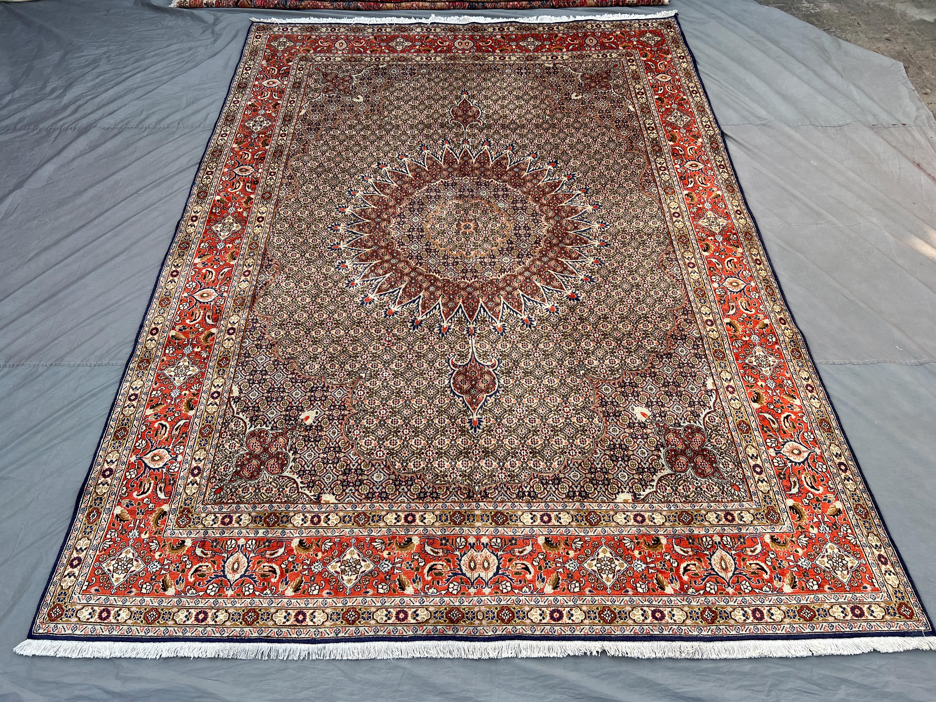 8x11 turkish caucasian rug | hand knotted wool carpet | orange brown medallion rug | vintage tribal decor, oriental area rug Living Room Rug
