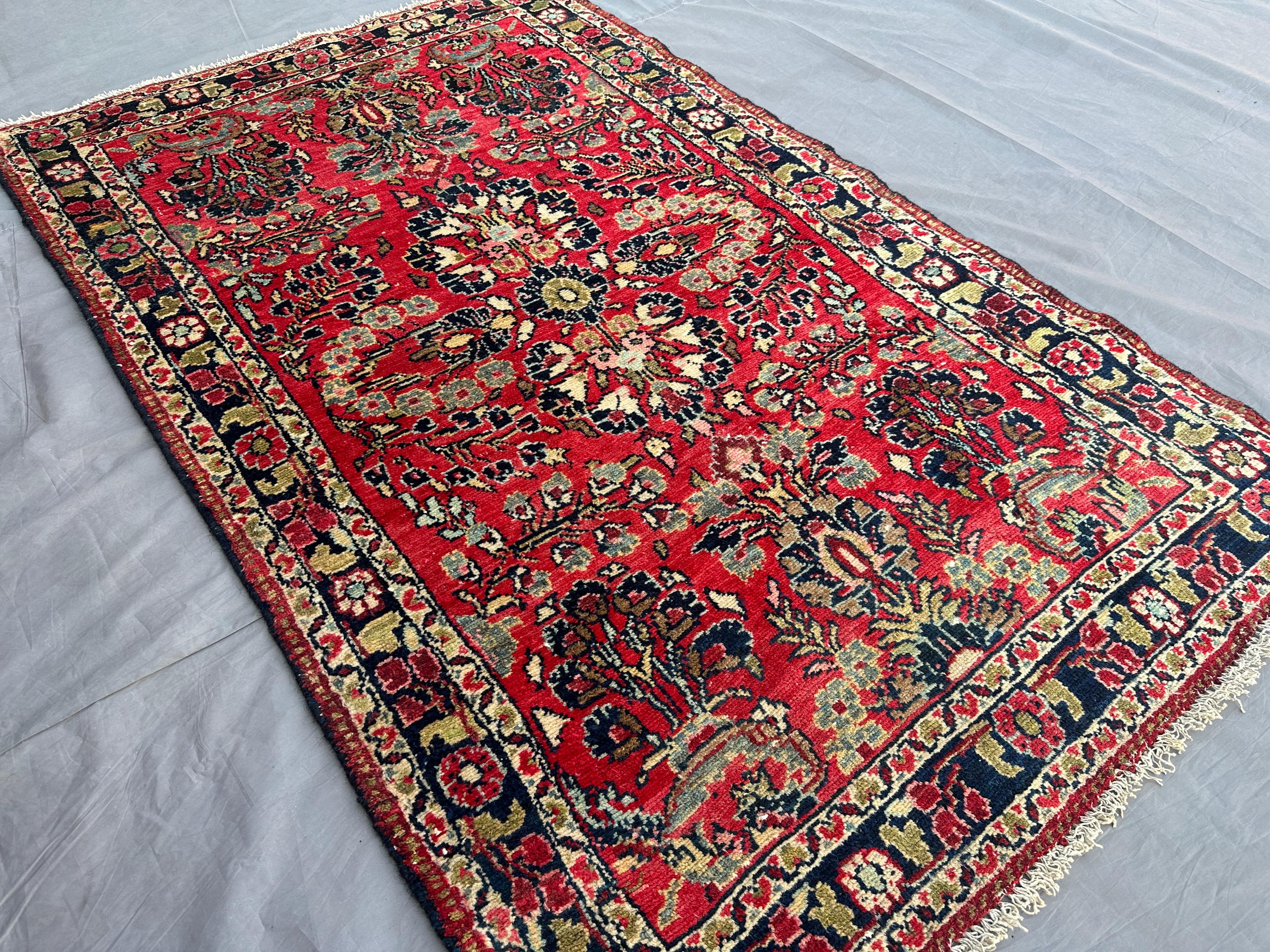 3'2"x5'1" Antique Turkish Hand-Knotted Tribal Rug - Vintage Carpet, Handmade Wool, Accent Decor, Small Area Ru