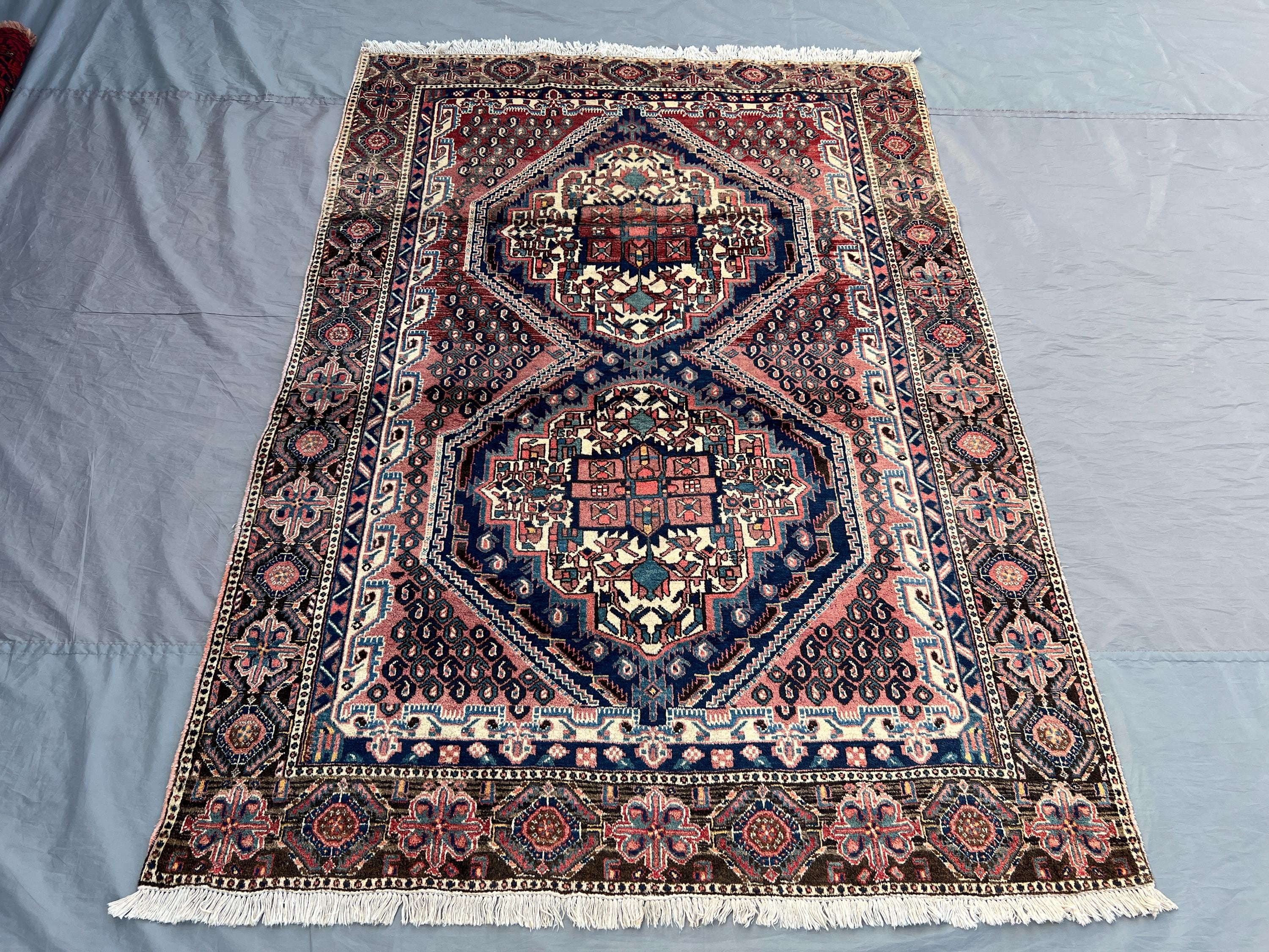 5x7 Antique Turkish Inspired Rug | Rare Caucasian Style Wool Carpet | Hand Knotted Tribal Medallion Rug | Vintage Oriental Rug, Home Decor