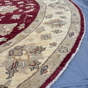 8 x 8 Afghan Hand-Knotted Modern Soft Pile Oval Oushak Design Luxury Wool Rug Elegant Floral Pattern Stylish Living Room Decor | Bedroom rug image 5