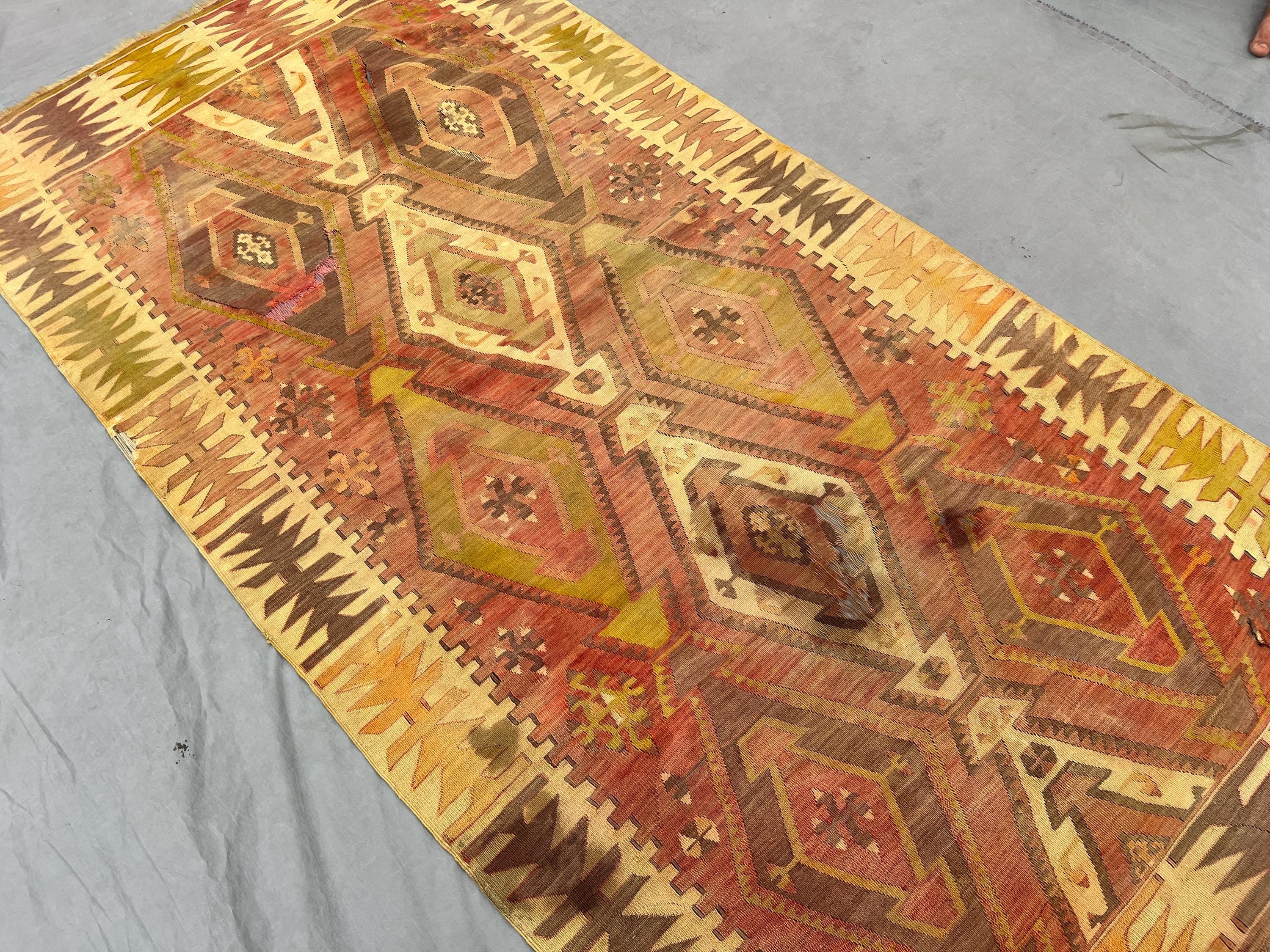 3.3 x 6.6 ft Afghan hand woven vintage kilim one-of-a-kind small flat weave area rug tribal geometric sumak de