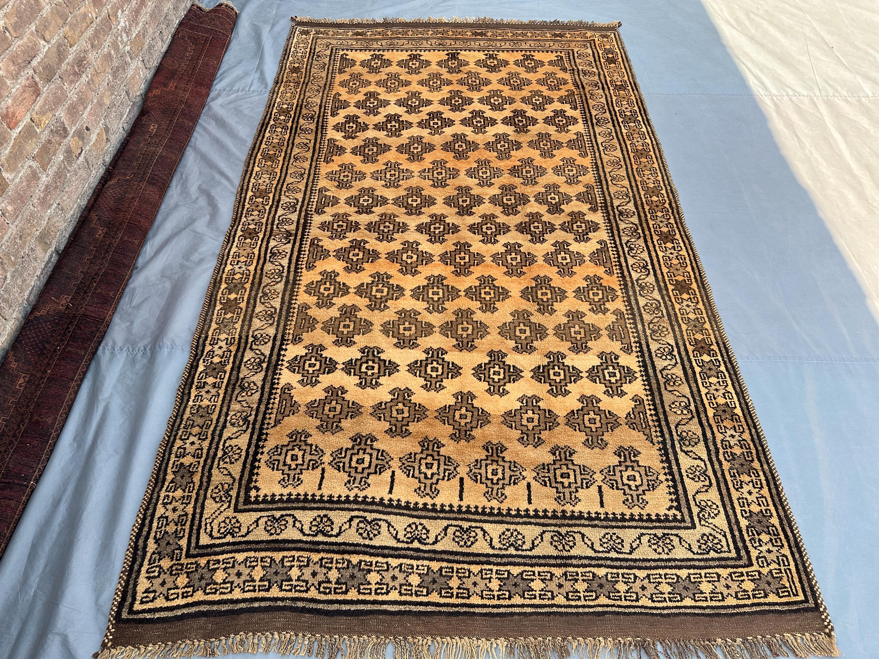 5'6x9'6 ft Baluch Vintage Faded Rug, Afghan Hand Knotted Wool Area Rug, Turkmen Tribal Rug, Oriental Rug, Bedroom Carpet, Outdoor Patio Rug