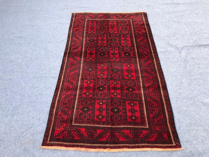 4x7 Geometric Antique Rug / Vintage Baluchi Rug / Afghan Handmade High pile Wool Rug/ Oriental Turkmen Tribal