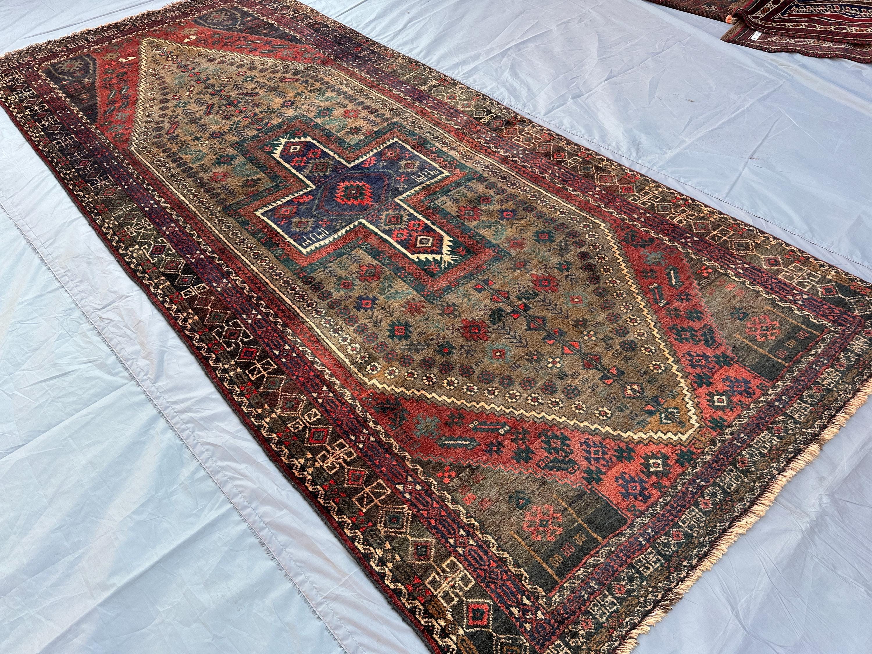 4.2x10 ft Wide Afghan Baluch Runner Rug - Turkmen Tribal Rug - High Quality Wool Hallway Rug - Outdoor or Indo