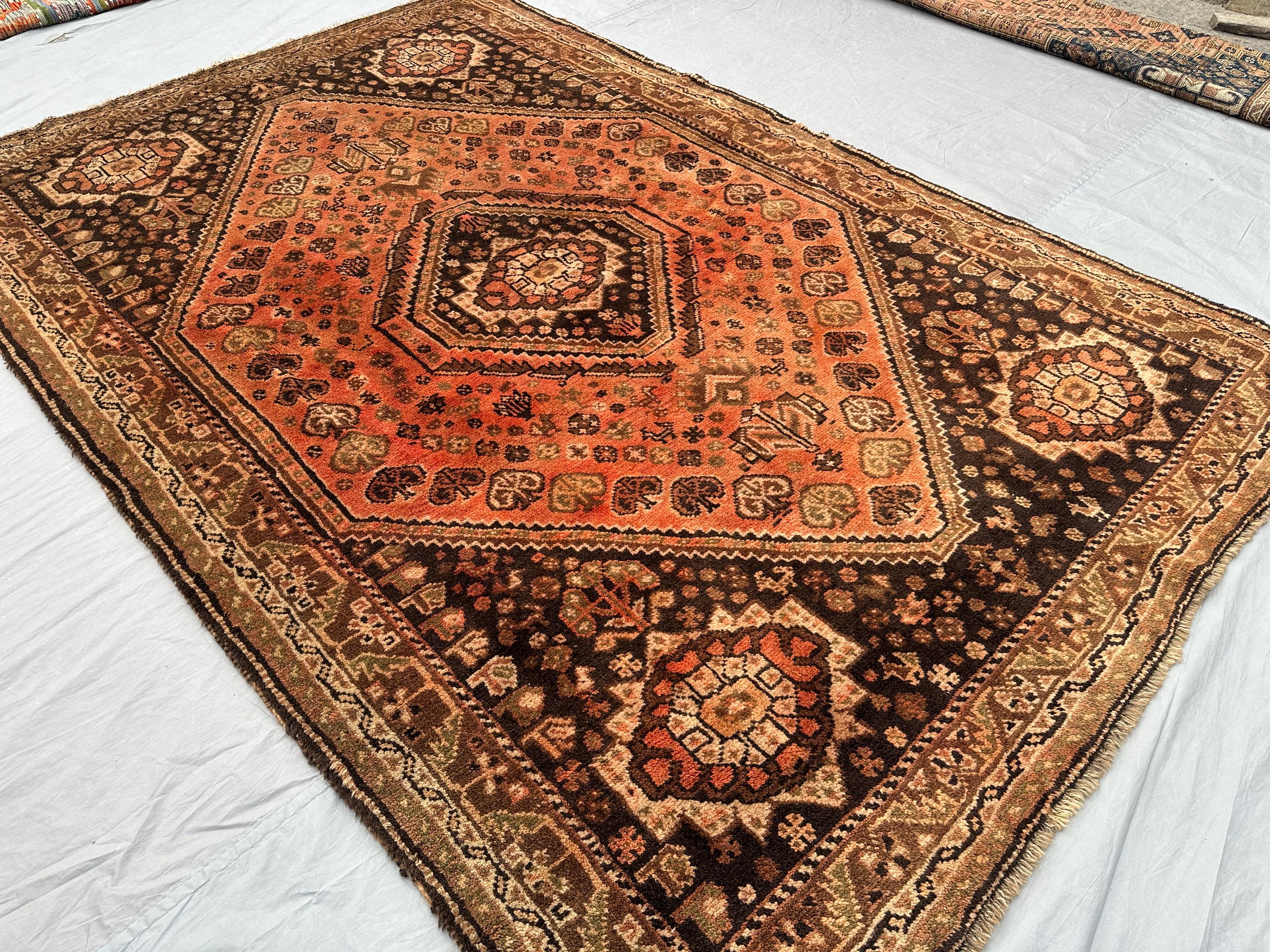 5'10 x 8'7 ft Antique Turkish Rug, Hand Knotted Wool Carpet, Full Pile Soft Caucasian Medallion Design, Rare Oriental Living Room Rug, Decor